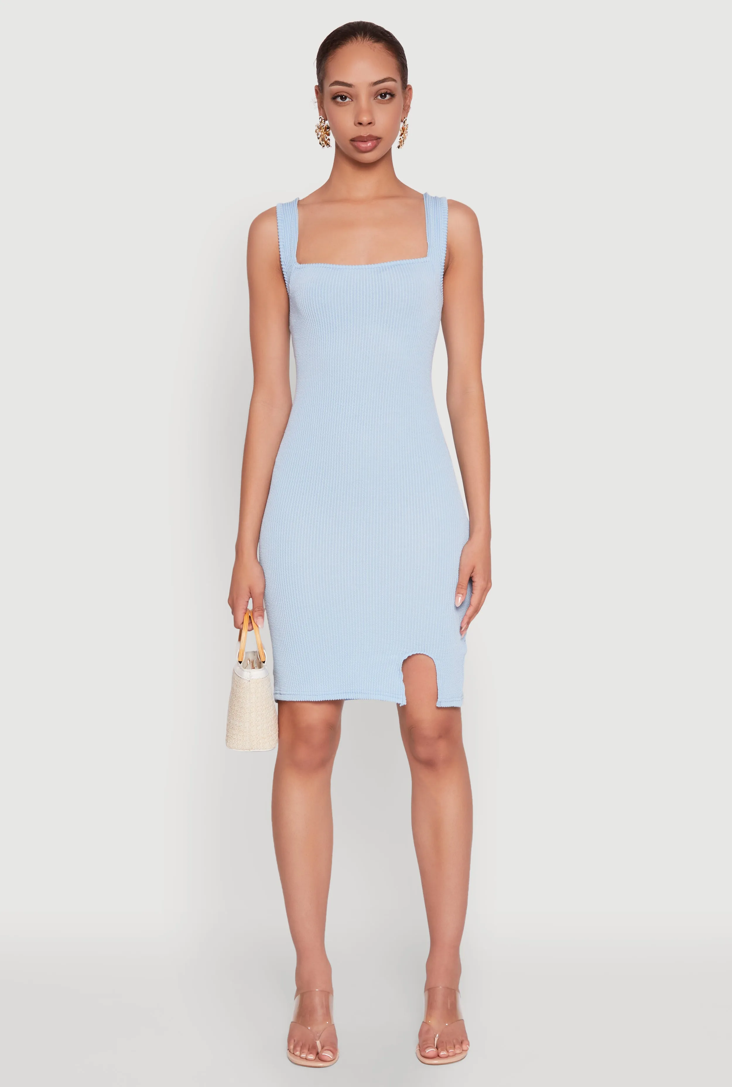 Square Neck Rib Knit Tank Dress sold by Rainbow product image thumbnail 2