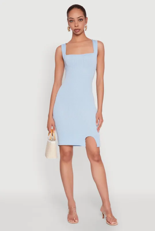 Square Neck Rib Knit Tank Dress sold by Rainbow