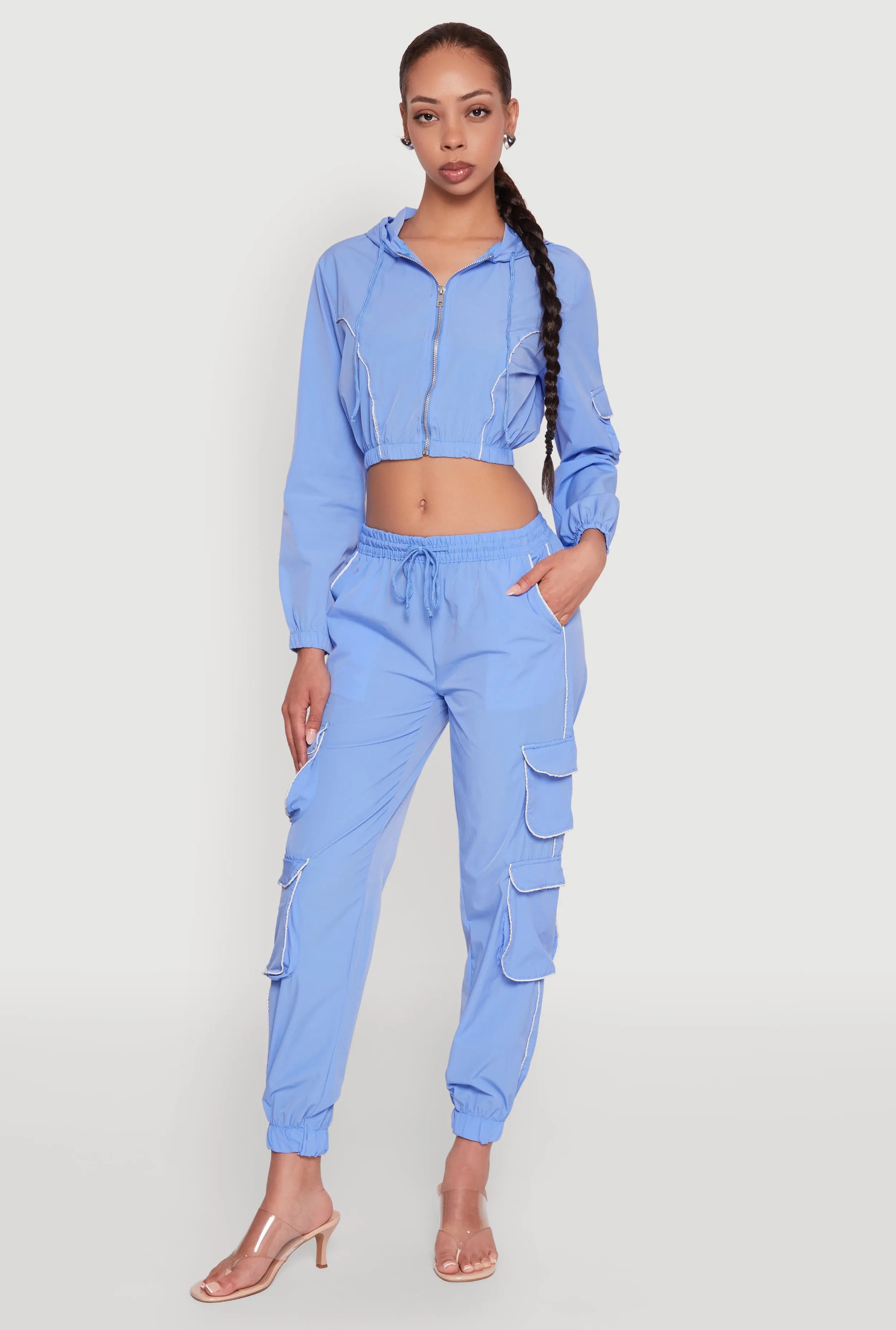 Reflective Trim Cropped Windbreaker sold by Rainbow product image thumbnail 2