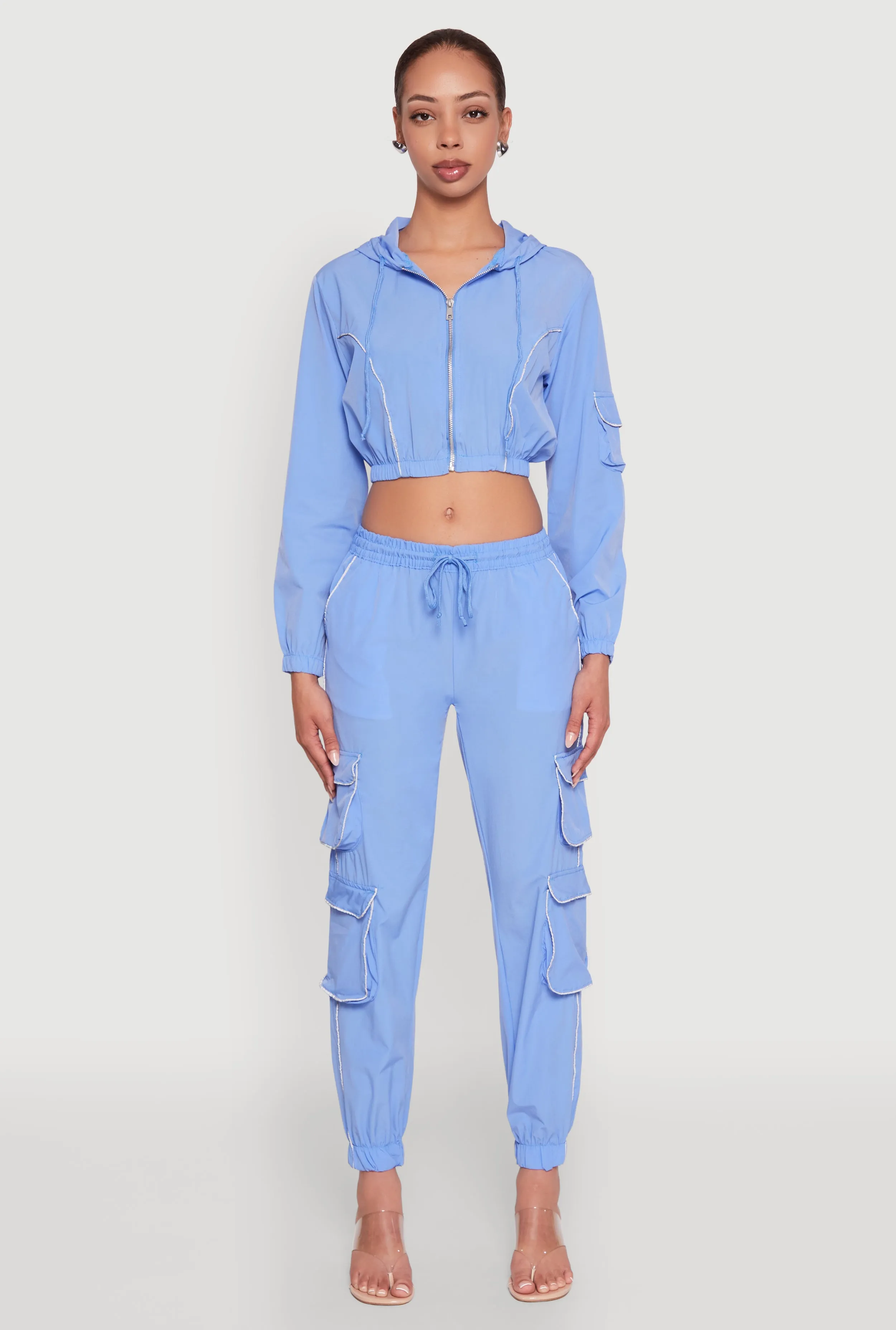 Reflective Trim Cropped Windbreaker sold by Rainbow product image thumbnail 3