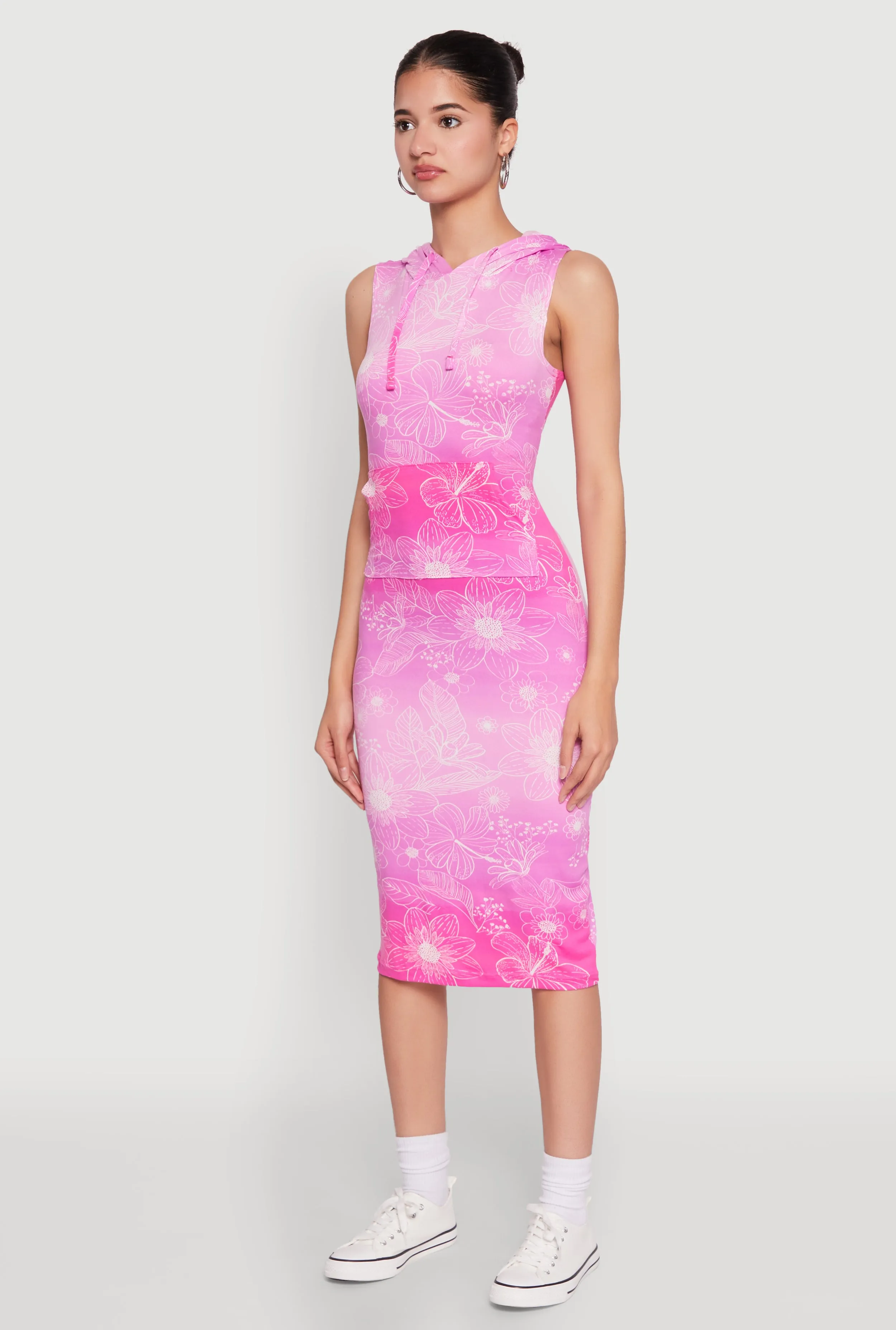 Hooded Ombre Floral Print Tank Dress sold by Rainbow product image thumbnail 3