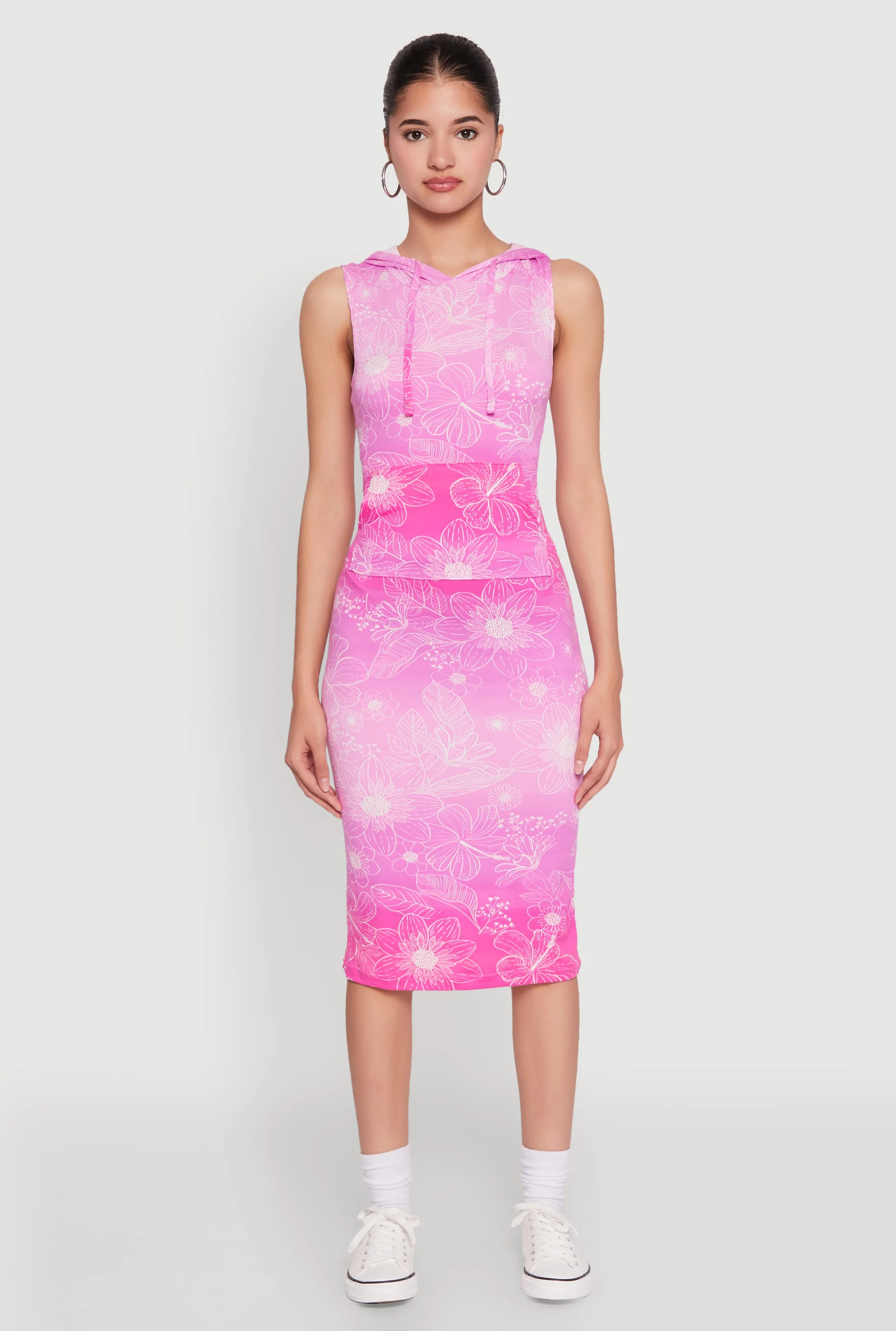 Hooded Ombre Floral Print Tank Dress sold by Rainbow product image thumbnail 2