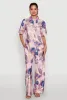 Abstract Leaf Print Wide Leg Pants sold by Rainbow