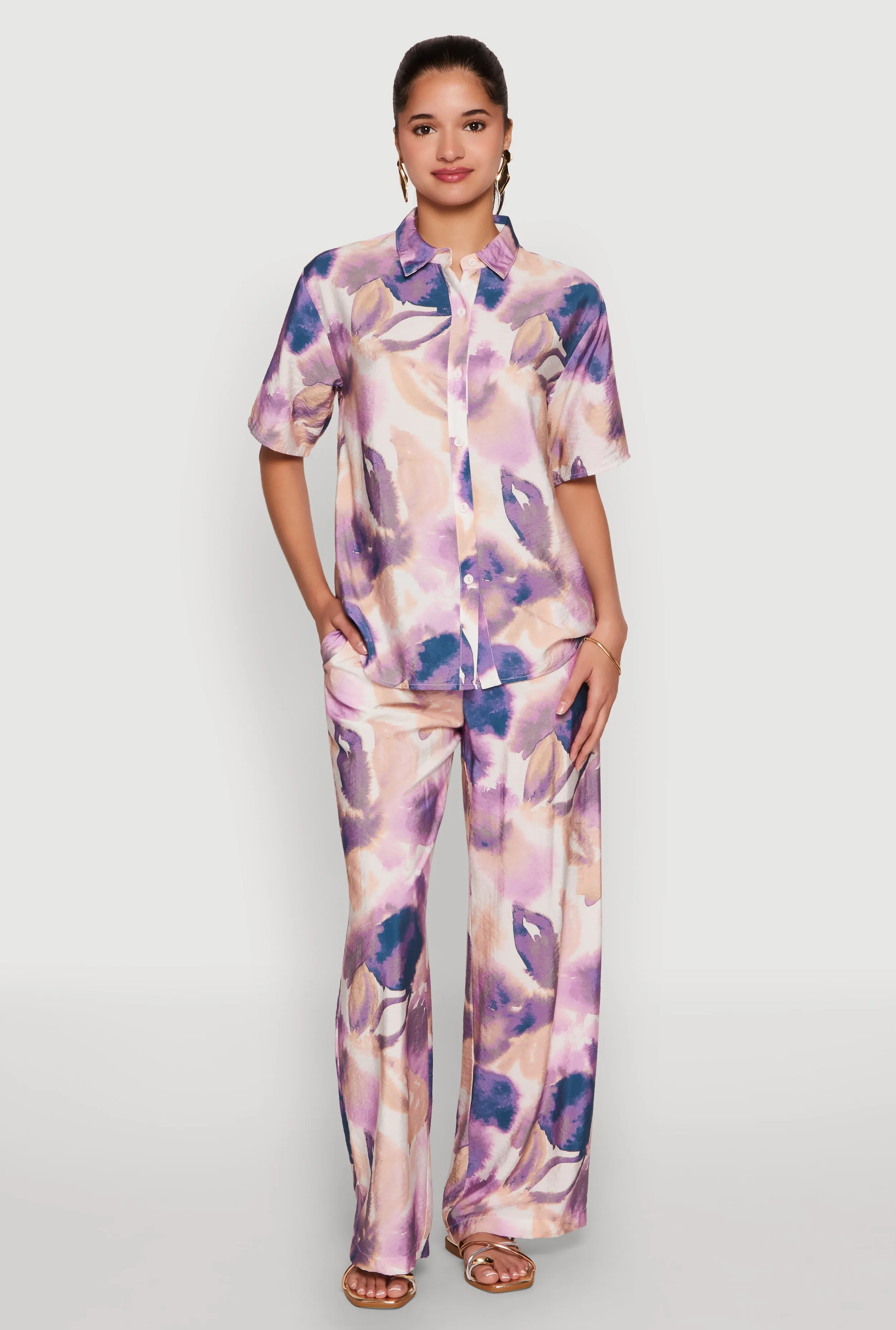 Abstract Leaf Print Wide Leg Pants sold by Rainbow product image thumbnail 2