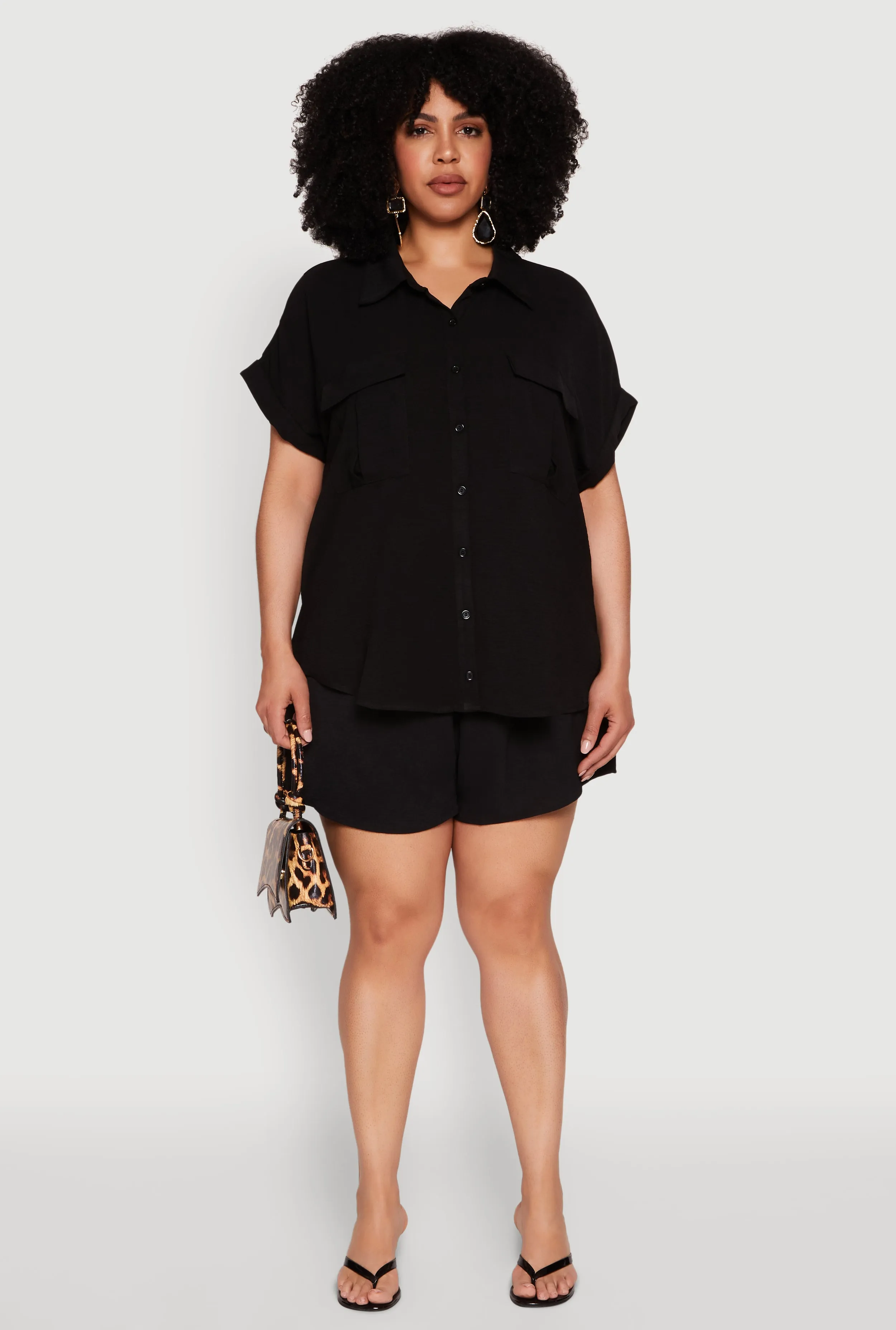 Plus Size Airy Elastic Waist Shorts sold by Rainbow