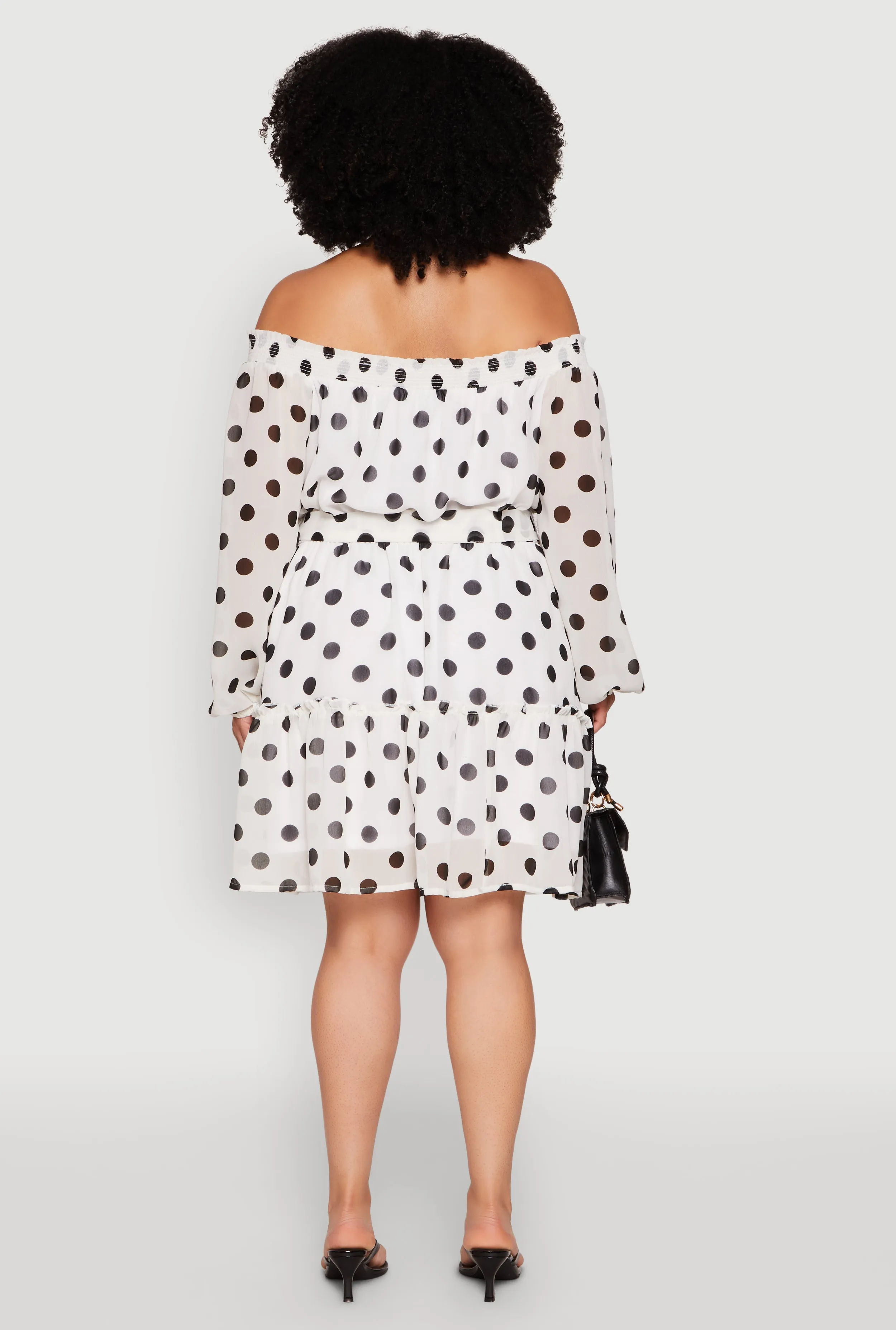 Plus Size Polka Dot Off The Shoulder Tiered Dress sold by Rainbow product image thumbnail 5