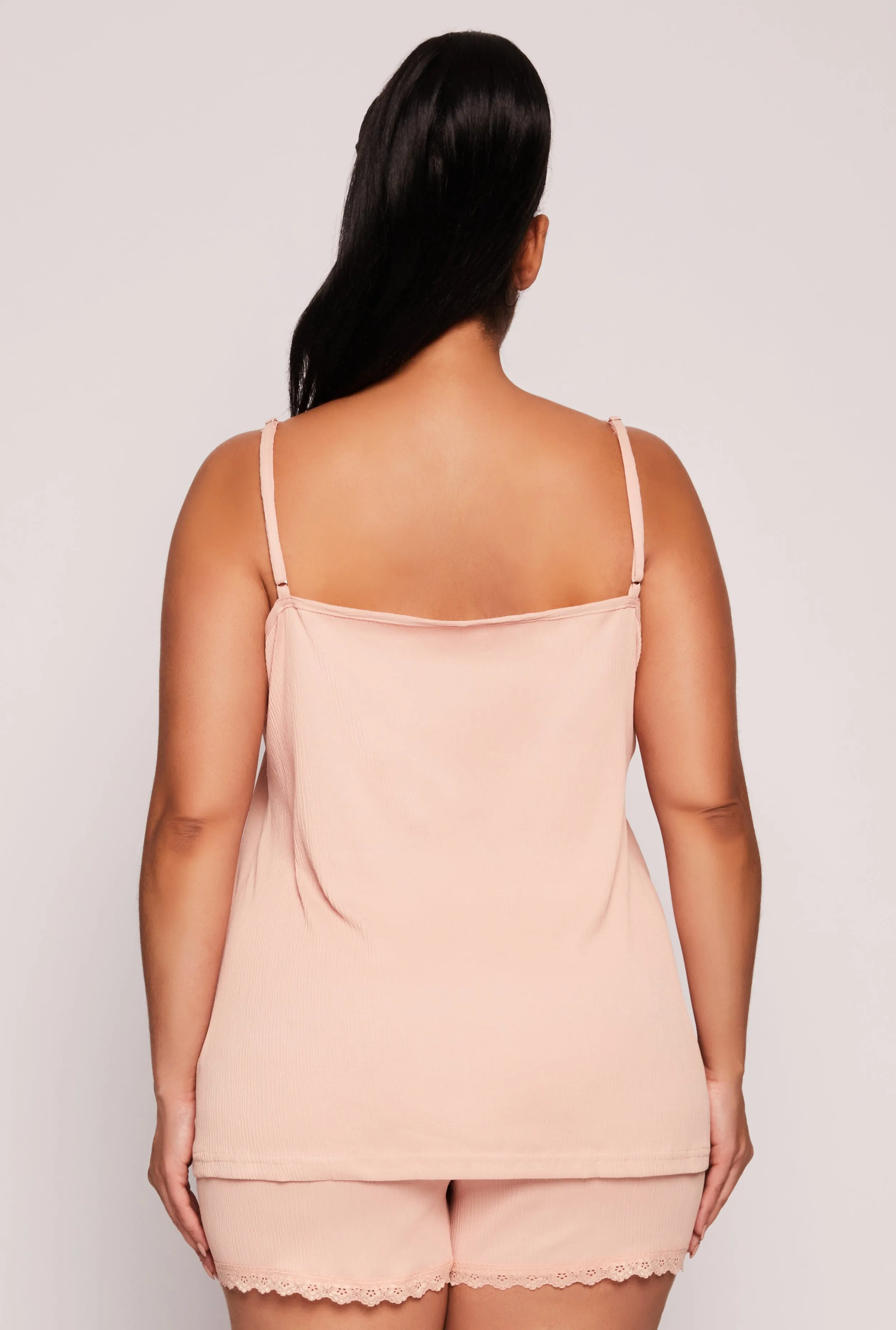 Plus Size Lace Trim Pajama Cami and Shorts sold by Rainbow product image thumbnail 2