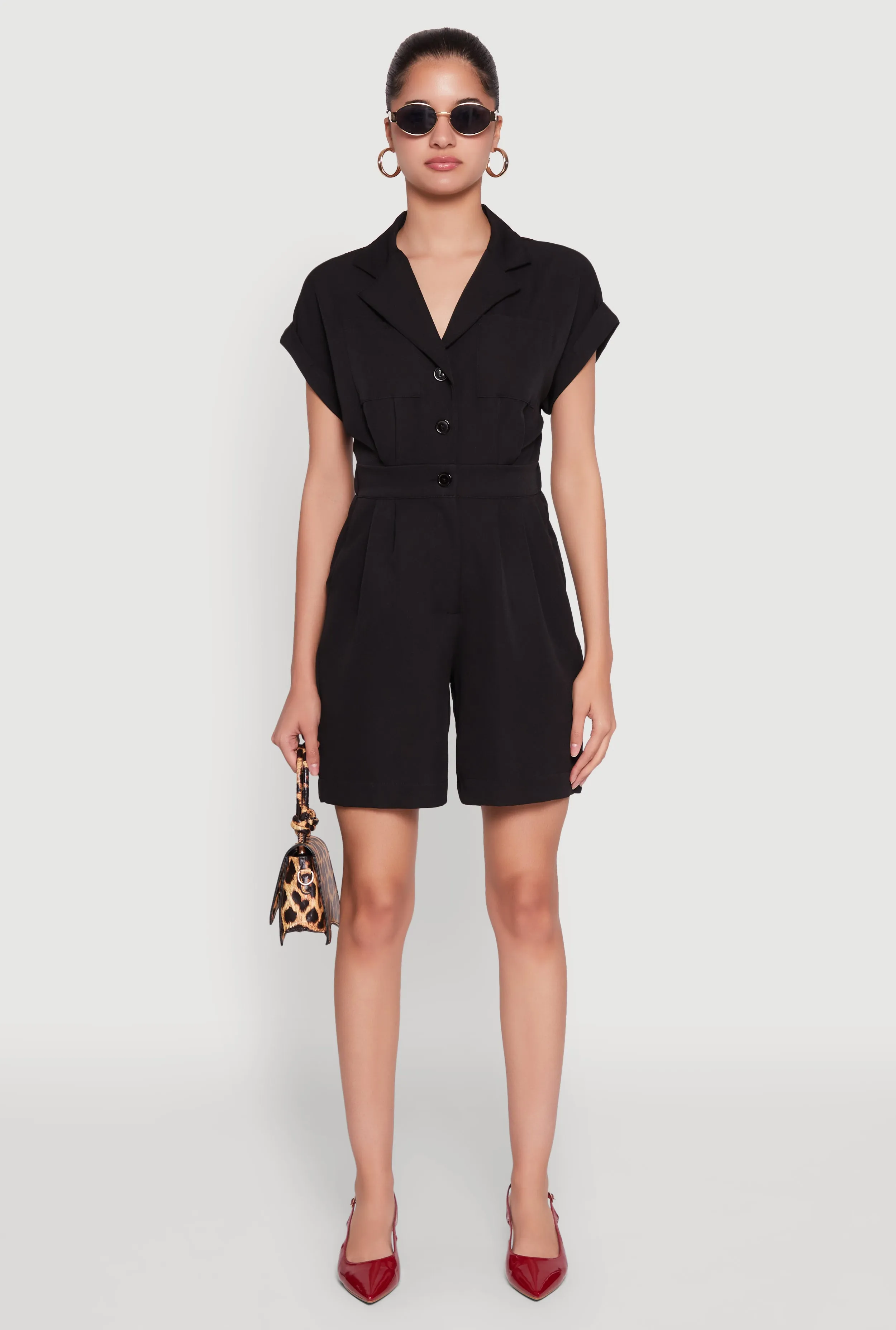 Button Front Fixed Cuff Romper sold by Rainbow product image thumbnail 2