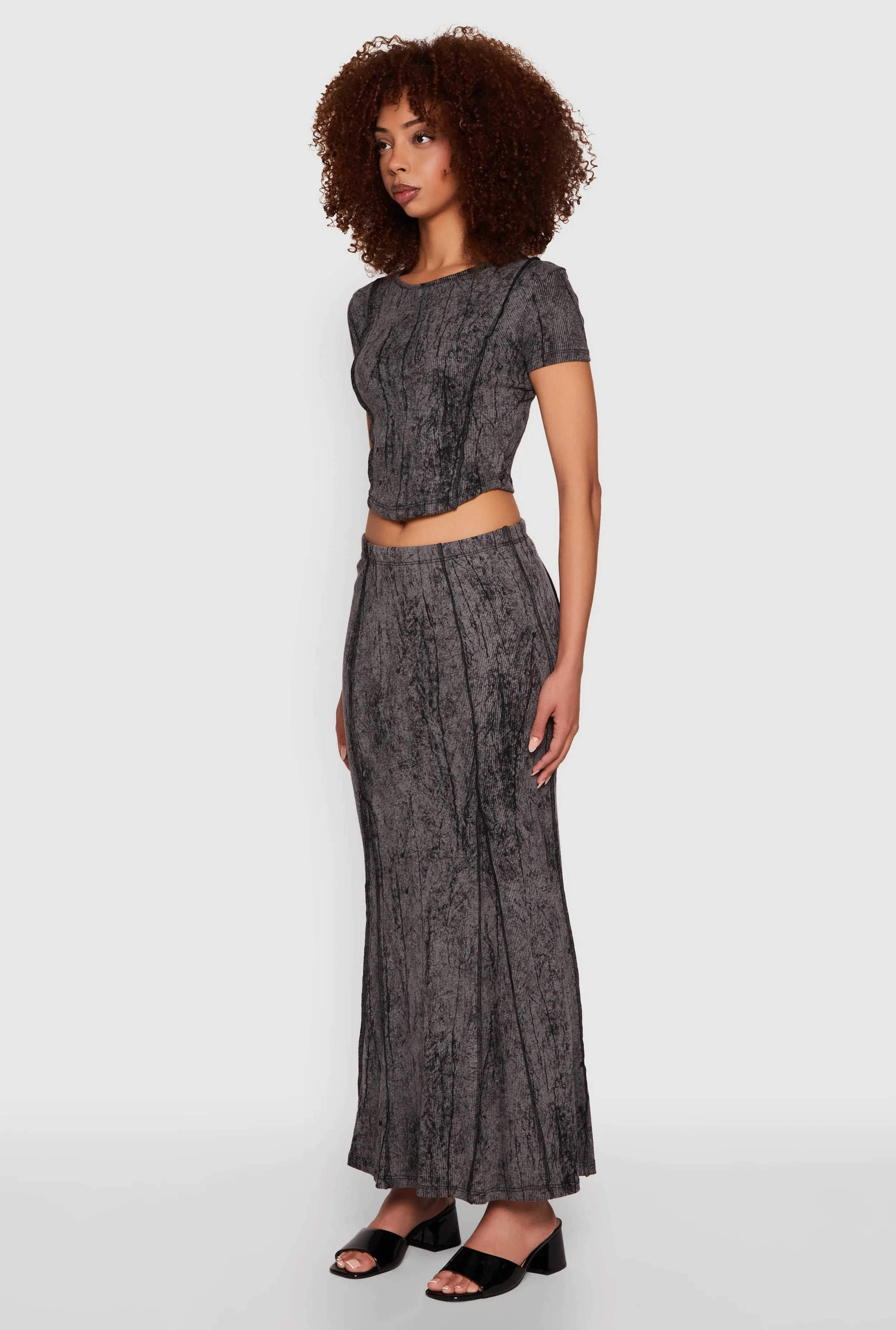 Ribbed Knit Mineral Wash Cropped Tee sold by Rainbow product image thumbnail 5