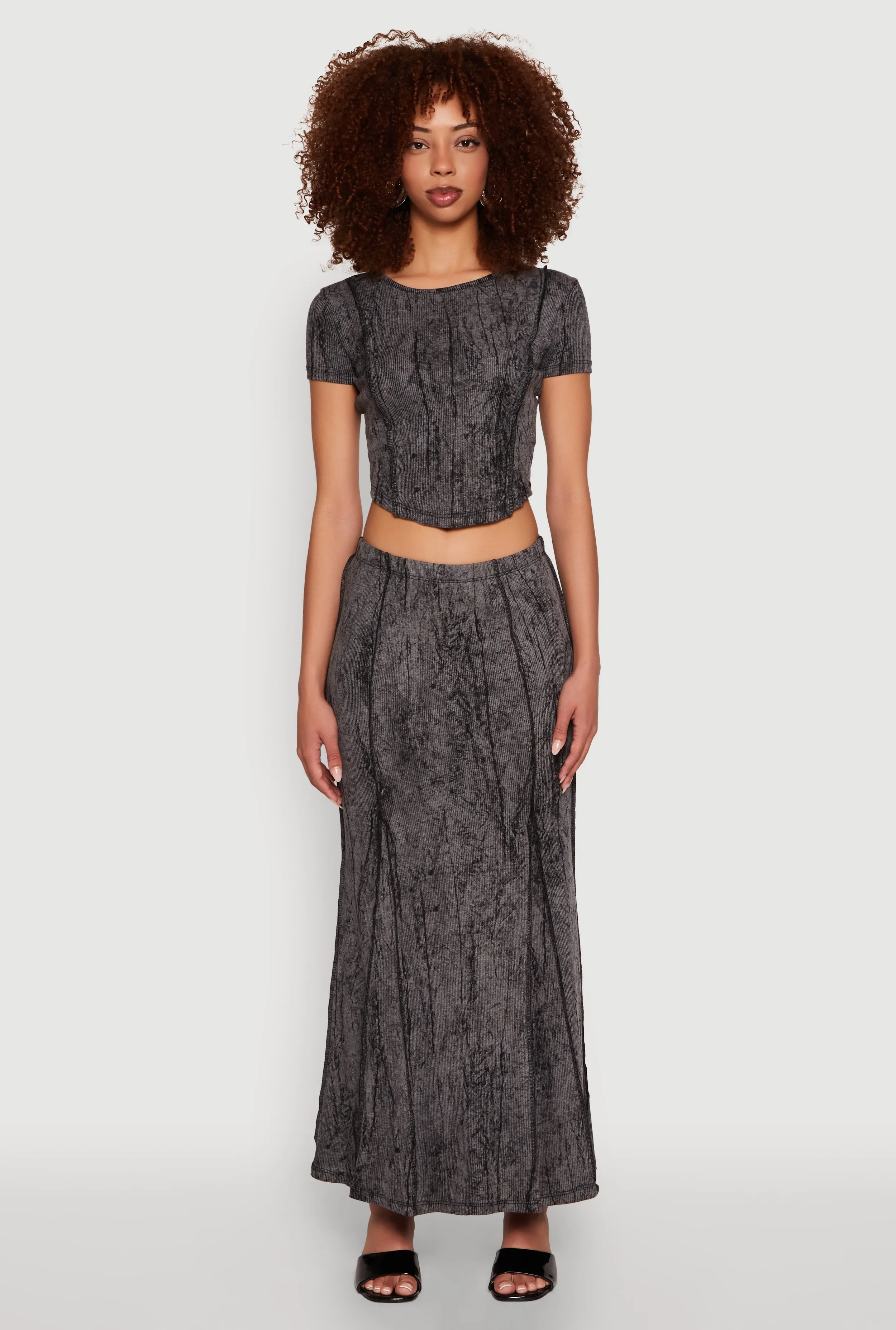 Ribbed Knit Mineral Wash Cropped Tee sold by Rainbow product image thumbnail 2