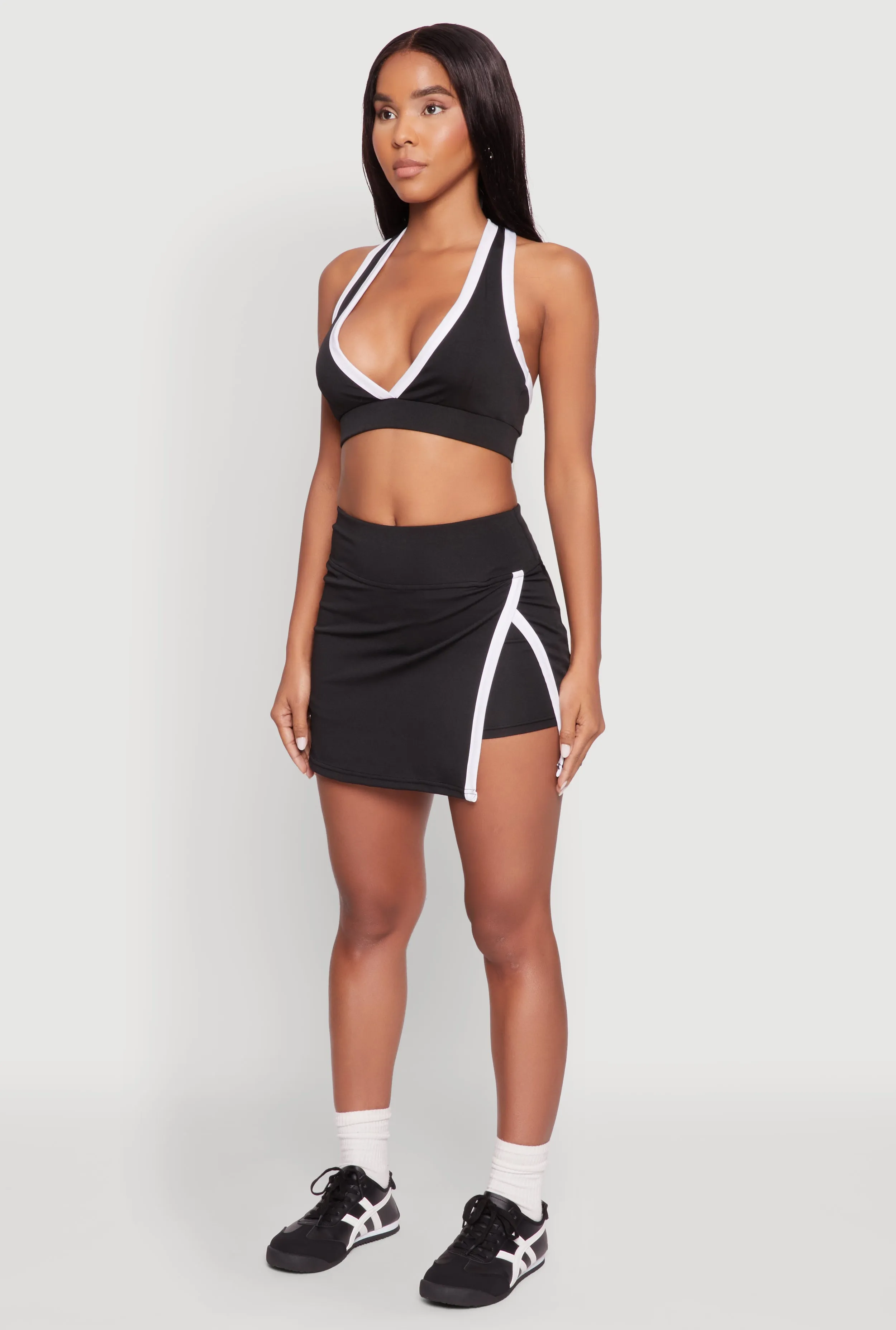 Contrast Trim V Neck Cropped Racerback Tank Top sold by Rainbow product image thumbnail 5