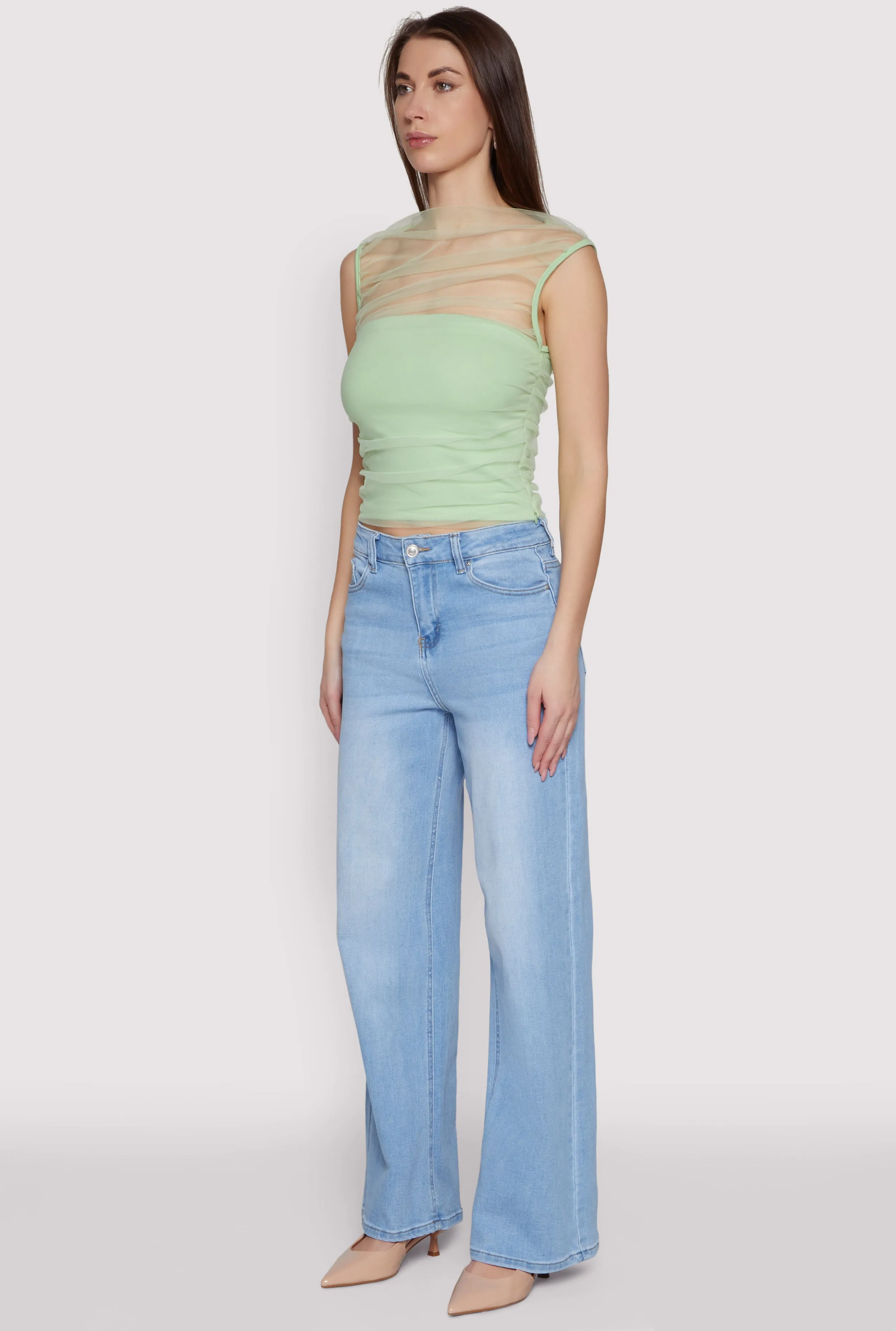 High Neck Mesh Crop Top sold by Rainbow product image thumbnail 5