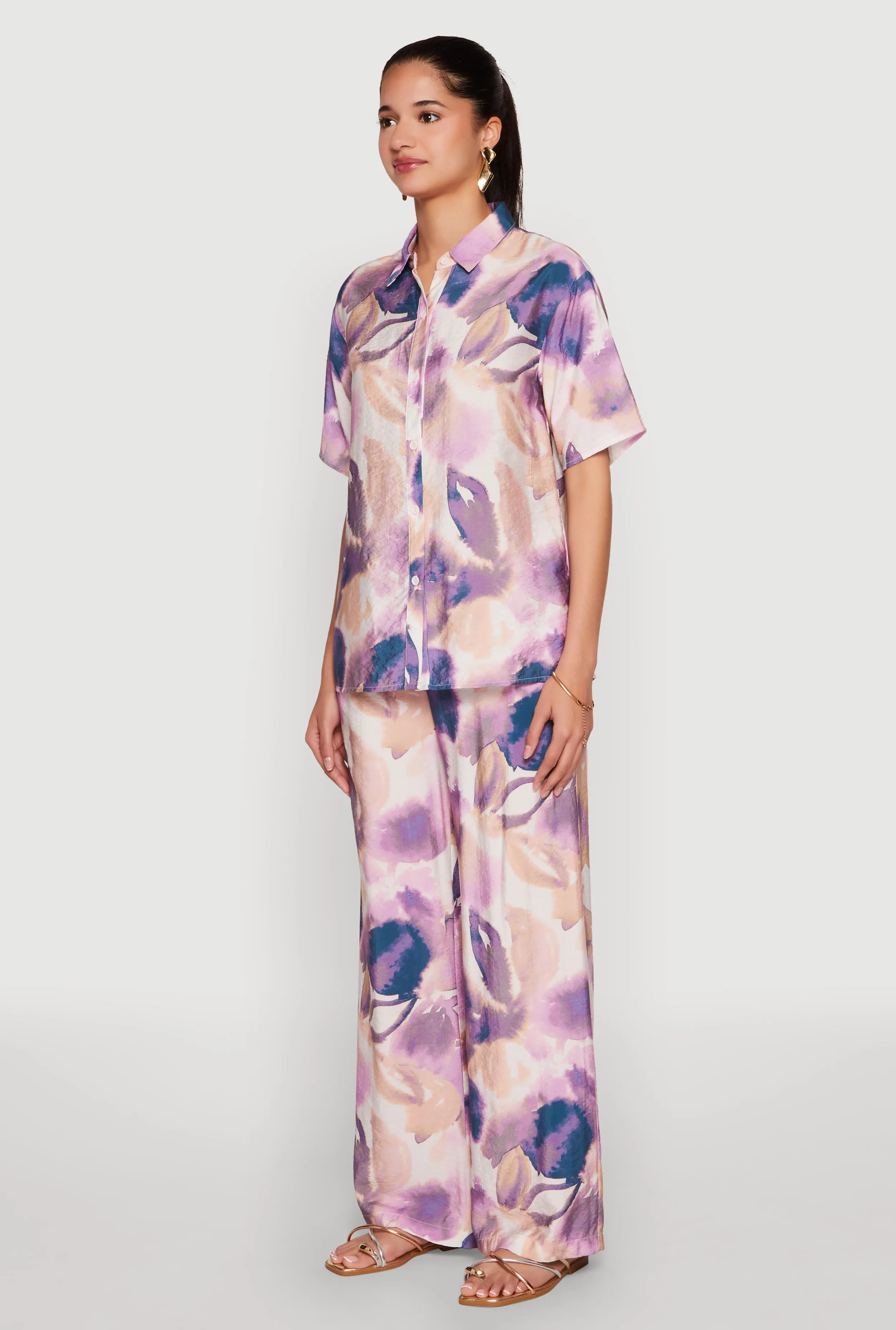 Abstract Leaf Print Button Front Shirt sold by Rainbow product image thumbnail 5