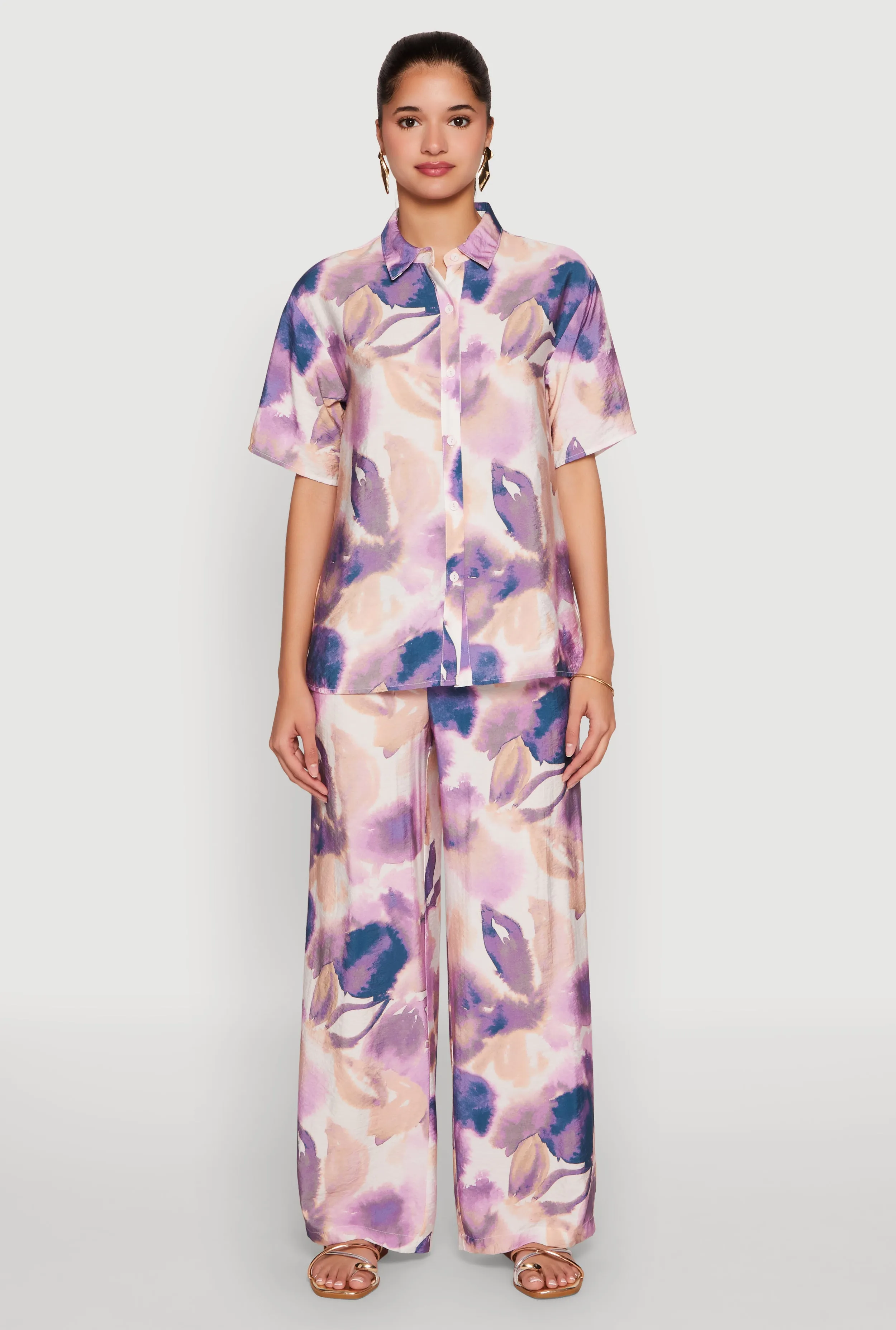 Abstract Leaf Print Button Front Shirt sold by Rainbow product image thumbnail 2