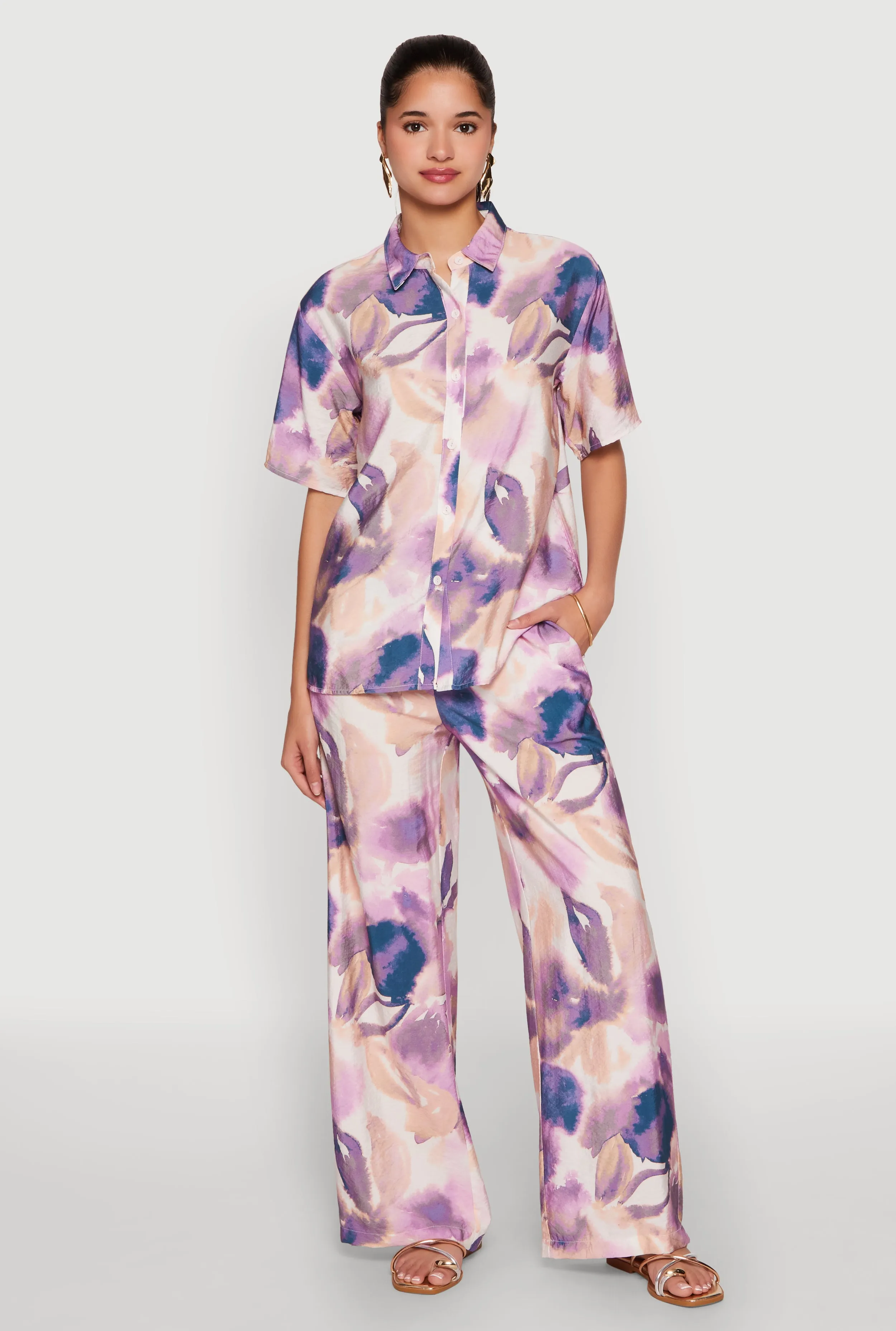 Abstract Leaf Print Button Front Shirt sold by Rainbow product image thumbnail 3