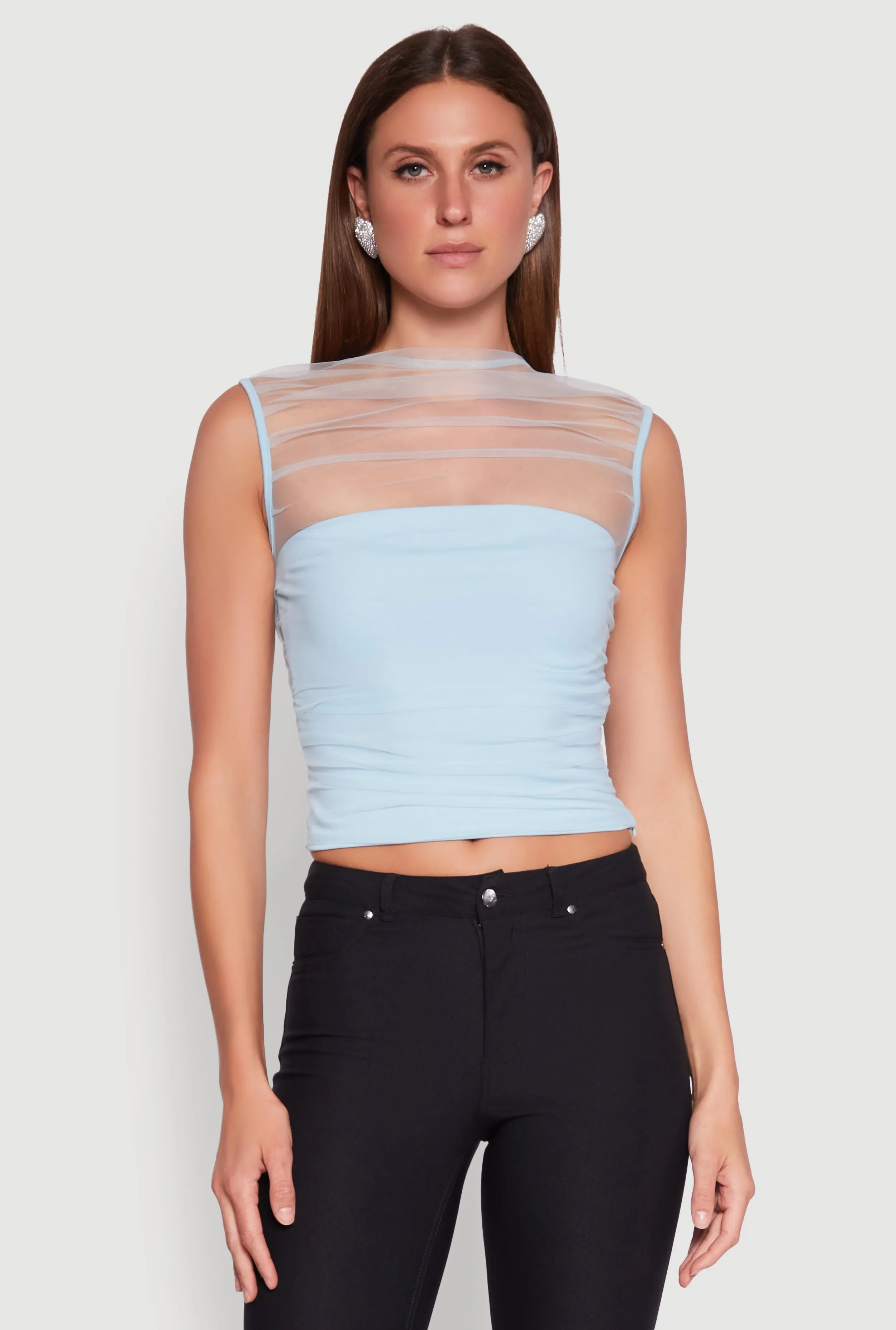 High Neck Mesh Crop Top sold by Rainbow product image thumbnail 2