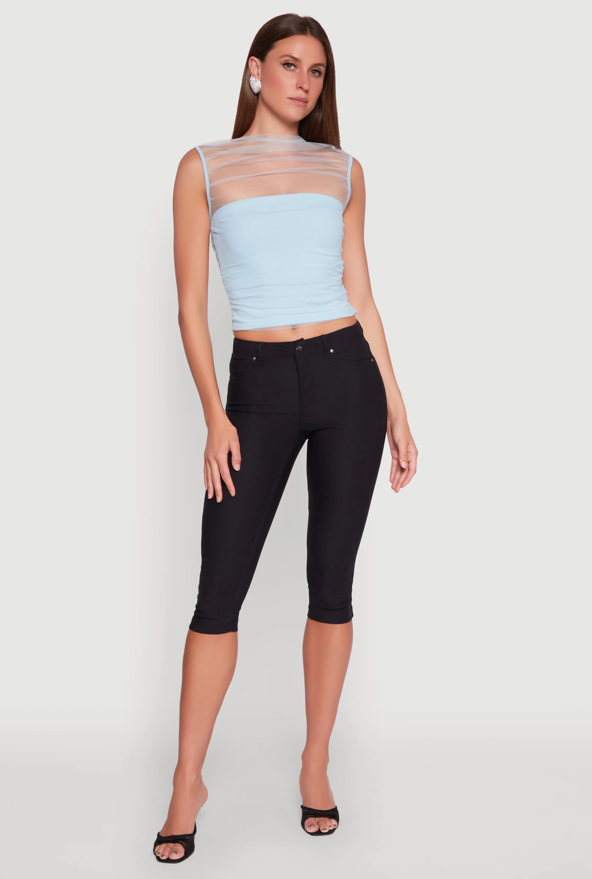 High Neck Mesh Crop Top sold by Rainbow