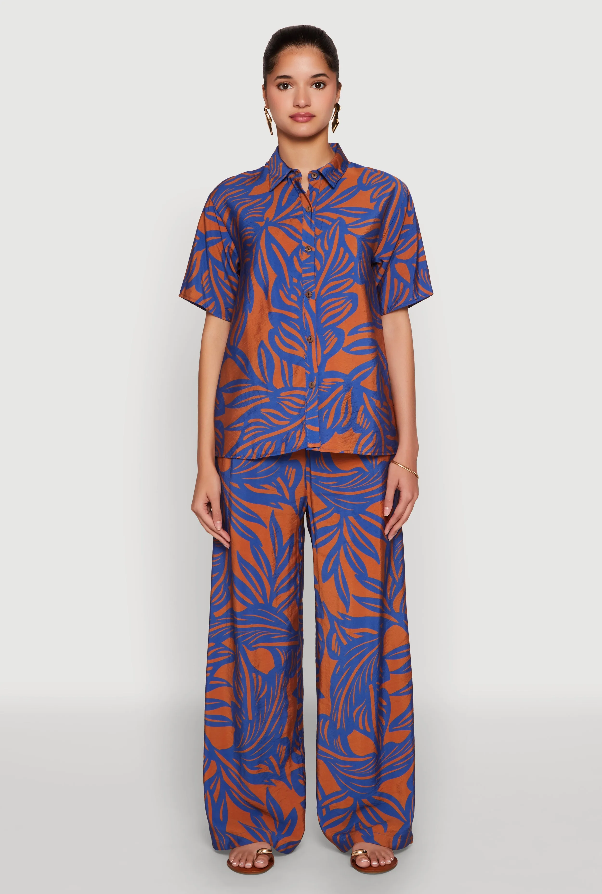 Palm Leaf Print Wide Leg Pants sold by Rainbow product image thumbnail 2