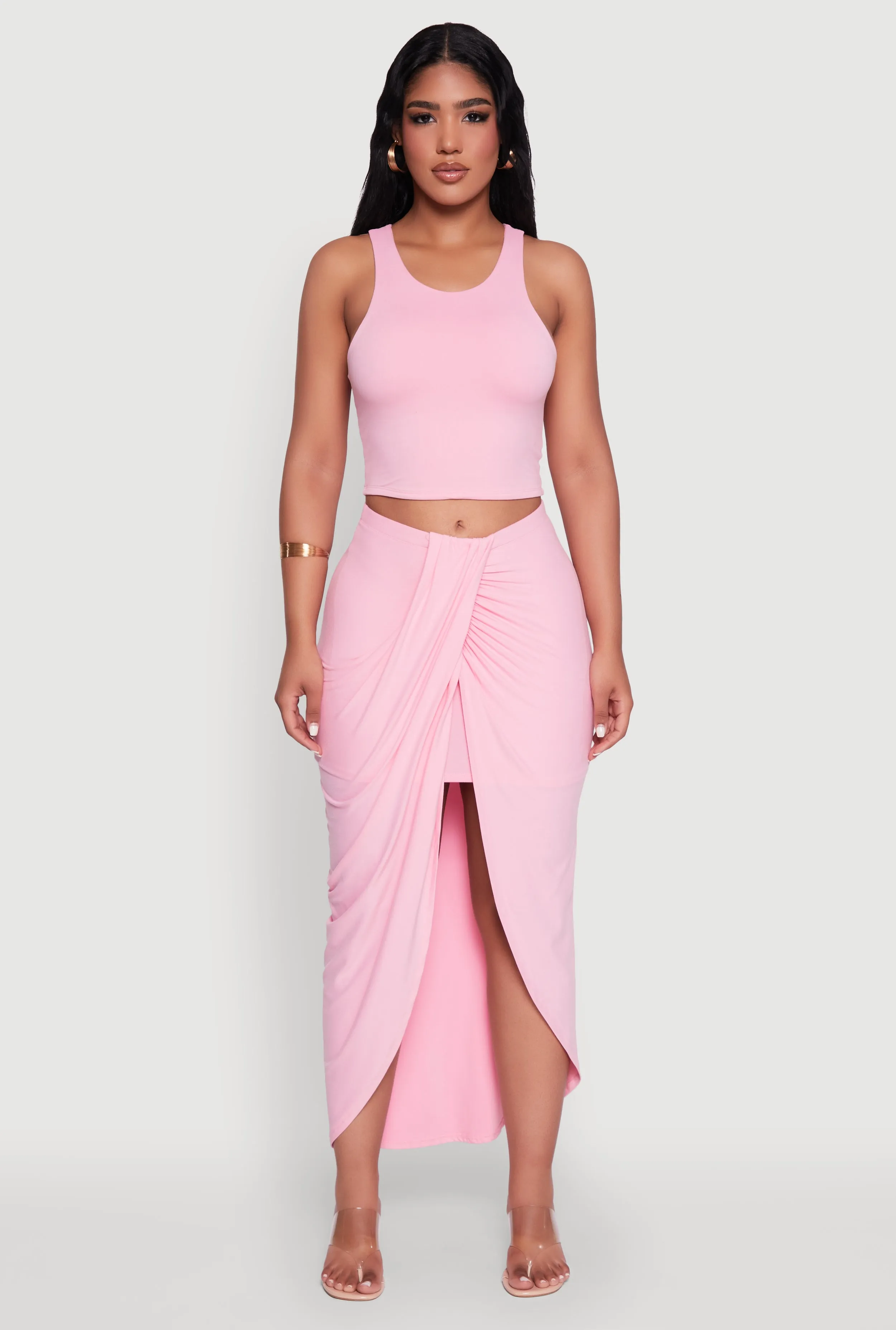 Soft Knit Twisted Front High Low Maxi Skirt sold by Rainbow product image thumbnail 2