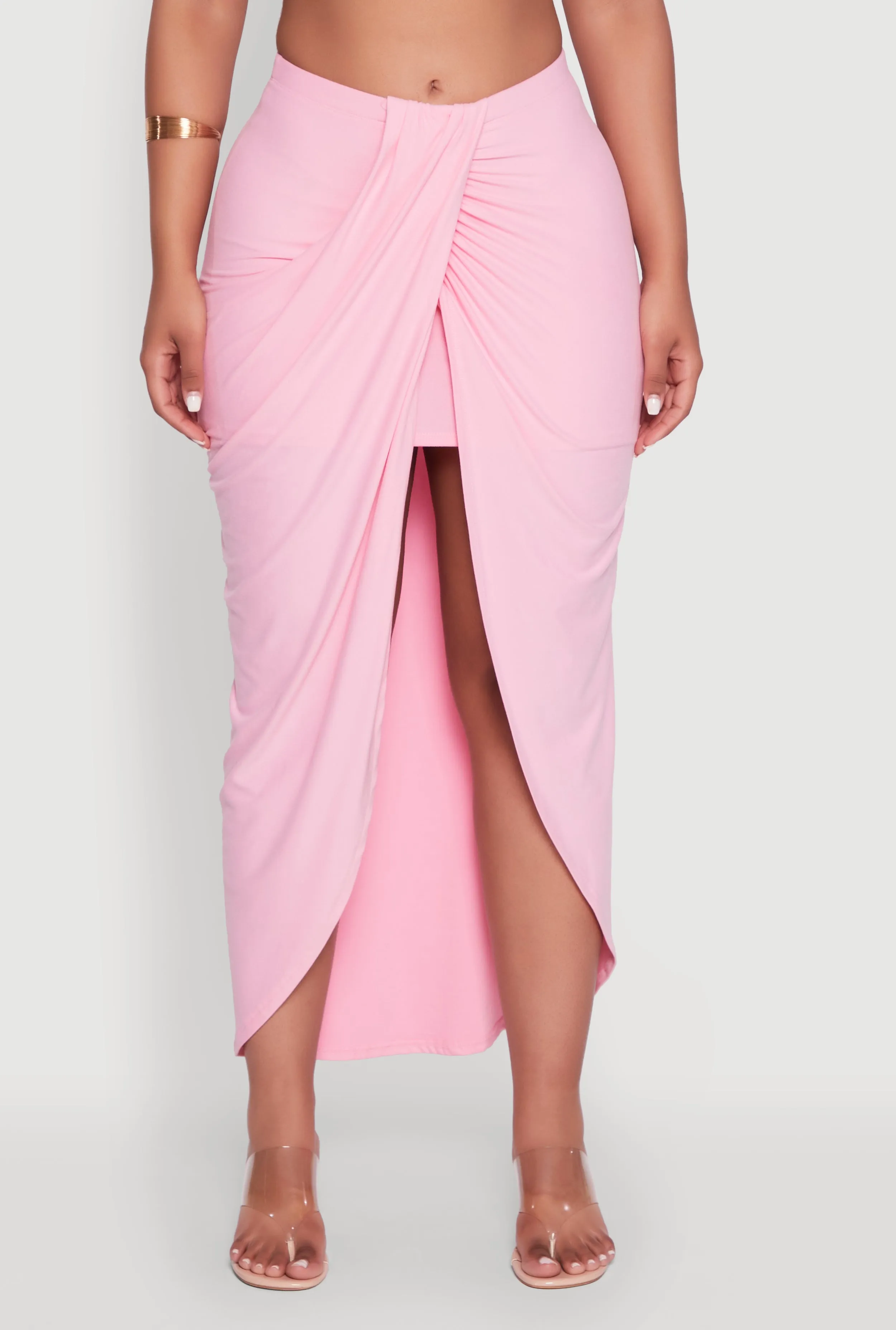 Soft Knit Twisted Front High Low Maxi Skirt sold by Rainbow product image thumbnail 3