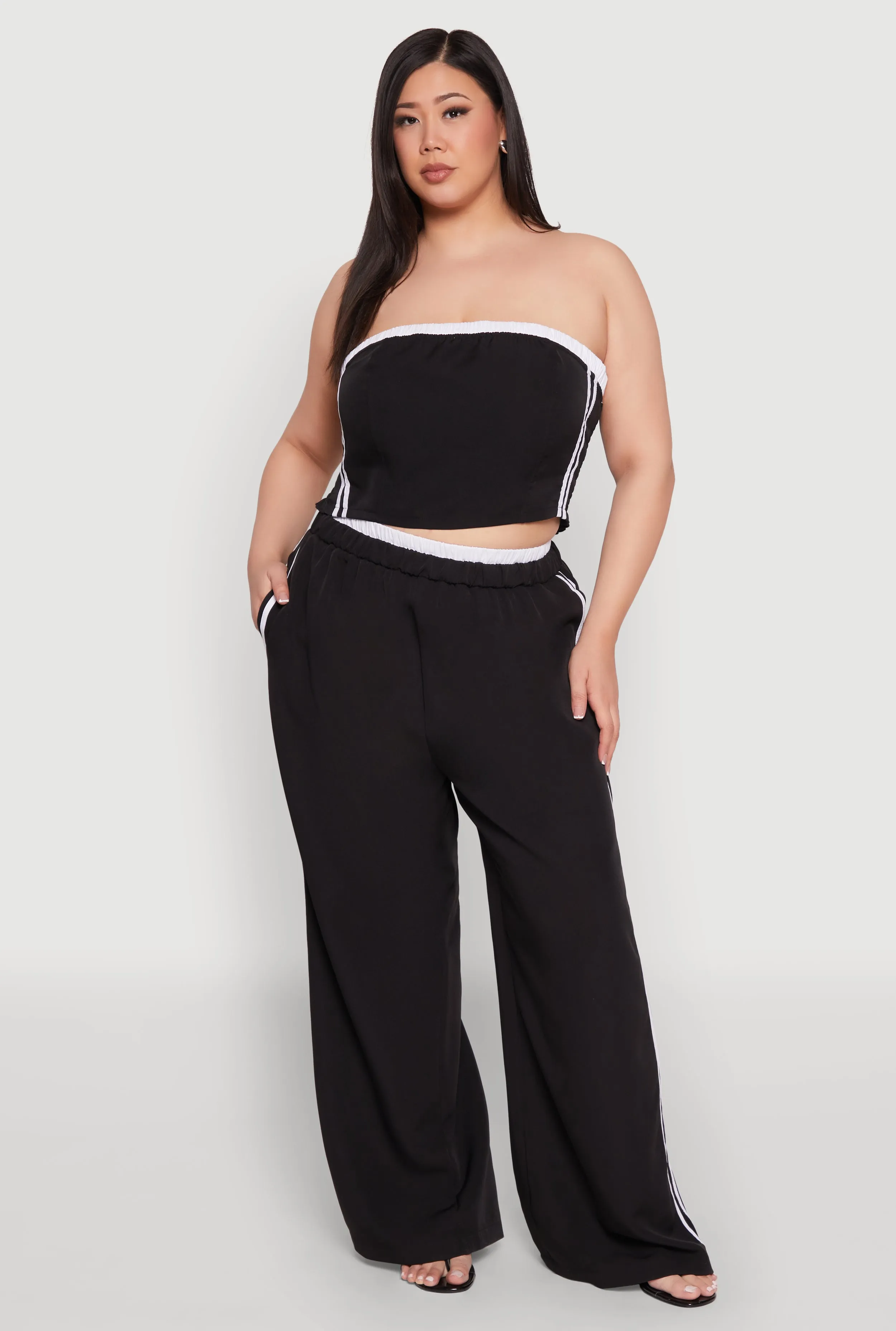 Plus Size Varsity Stripe Wide Leg Pants sold by Rainbow