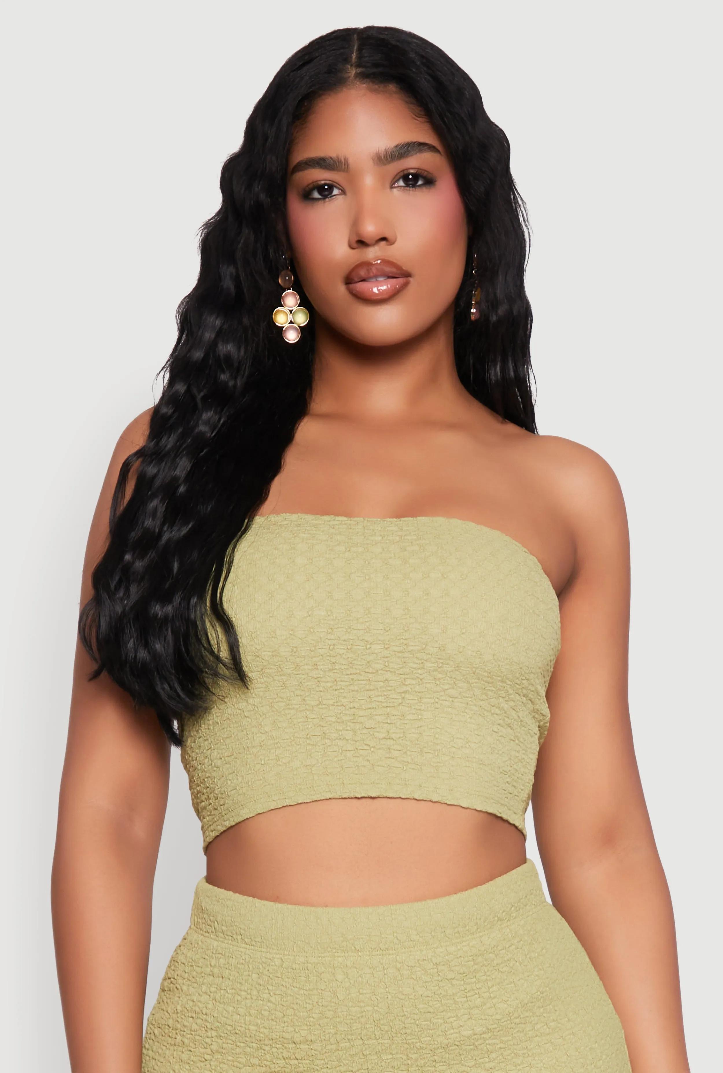 Texture Knit Cropped Tube Top sold by Rainbow