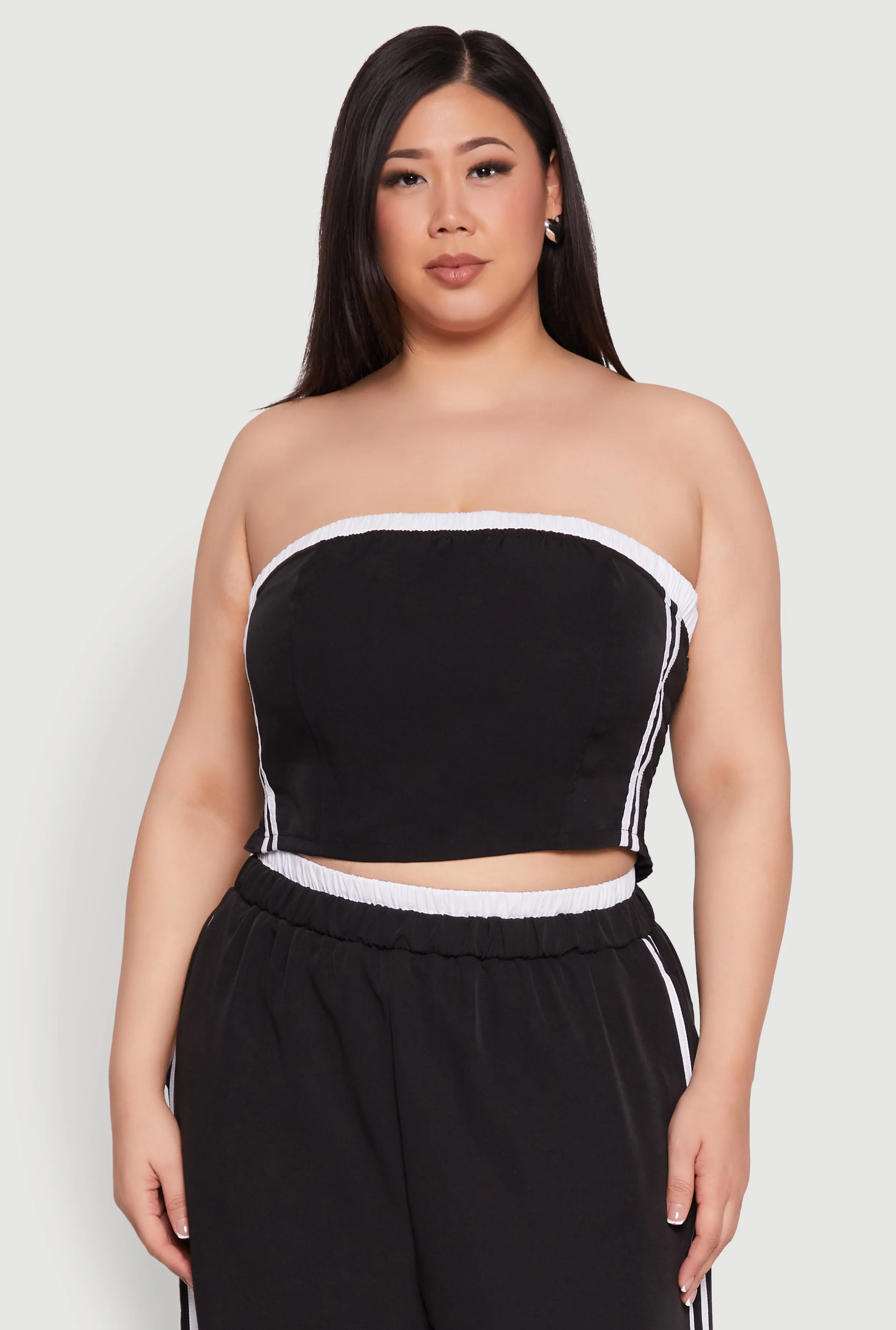 Plus Size Varsity Stripe Tube Top sold by Rainbow