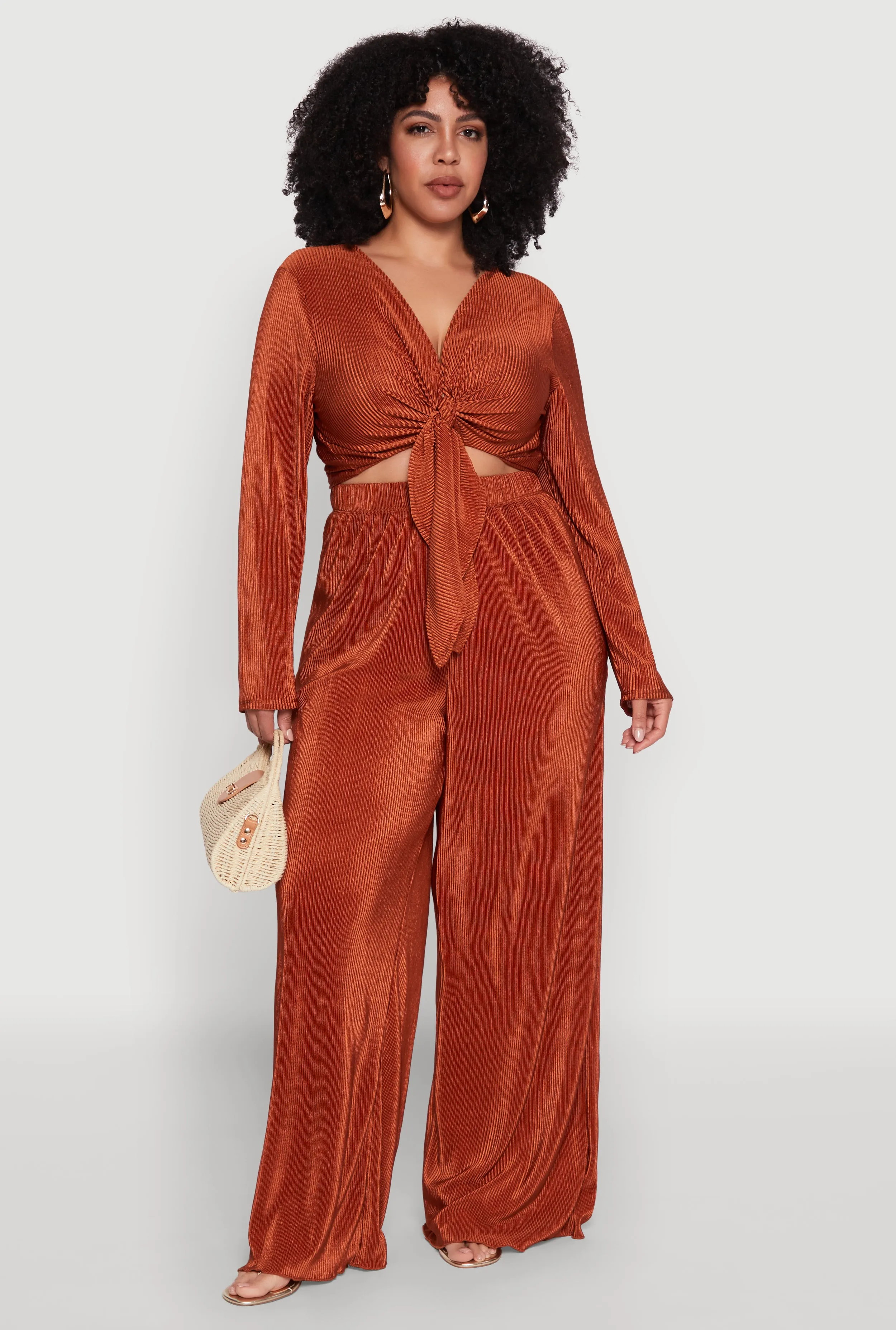 Plus Size Plisse Palazzo Pants sold by Rainbow