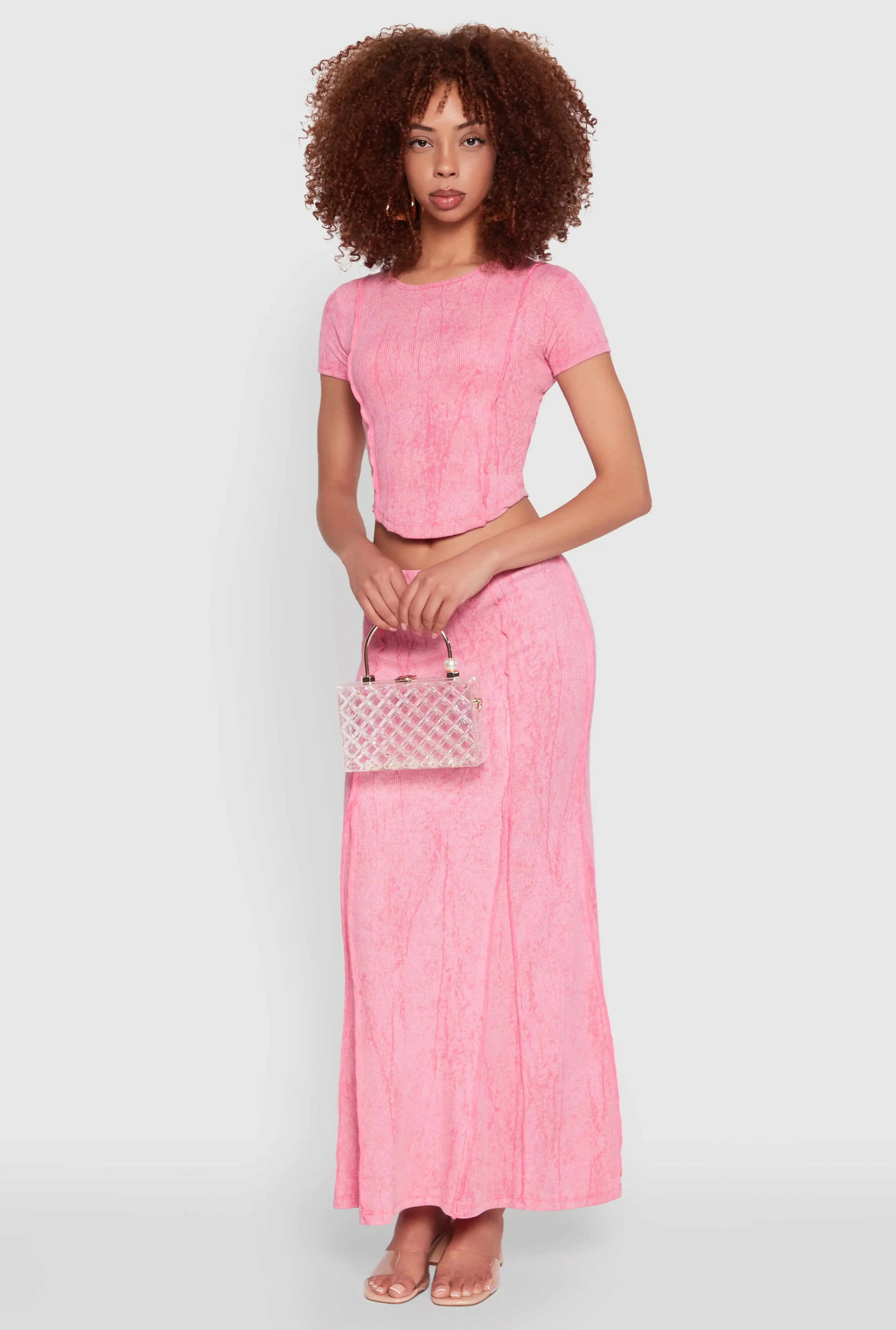 Ribbed Knit Mineral Wash Cropped Tee sold by Rainbow product image thumbnail 2