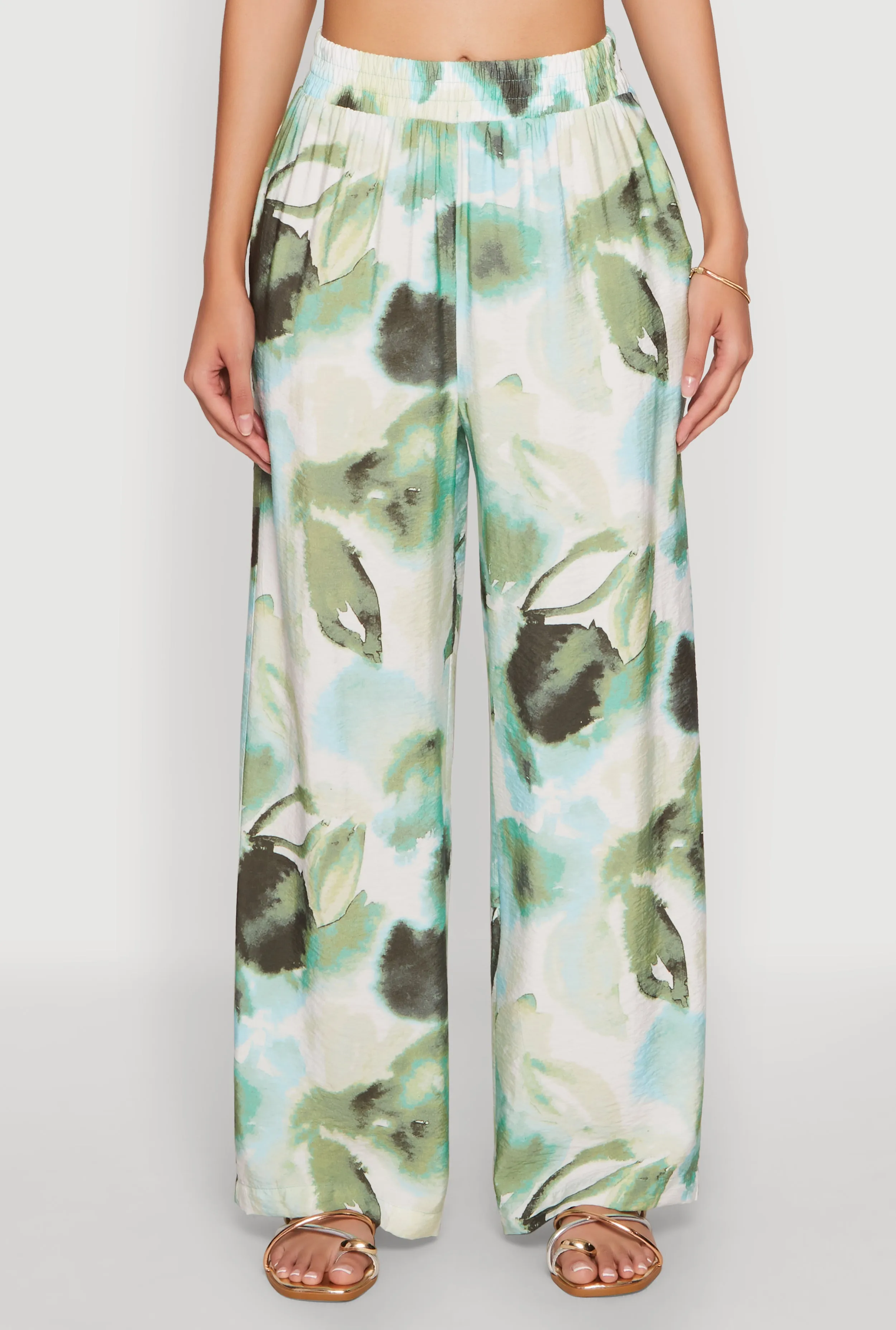 Abstract Leaf Print Wide Leg Pants sold by Rainbow product image thumbnail 3