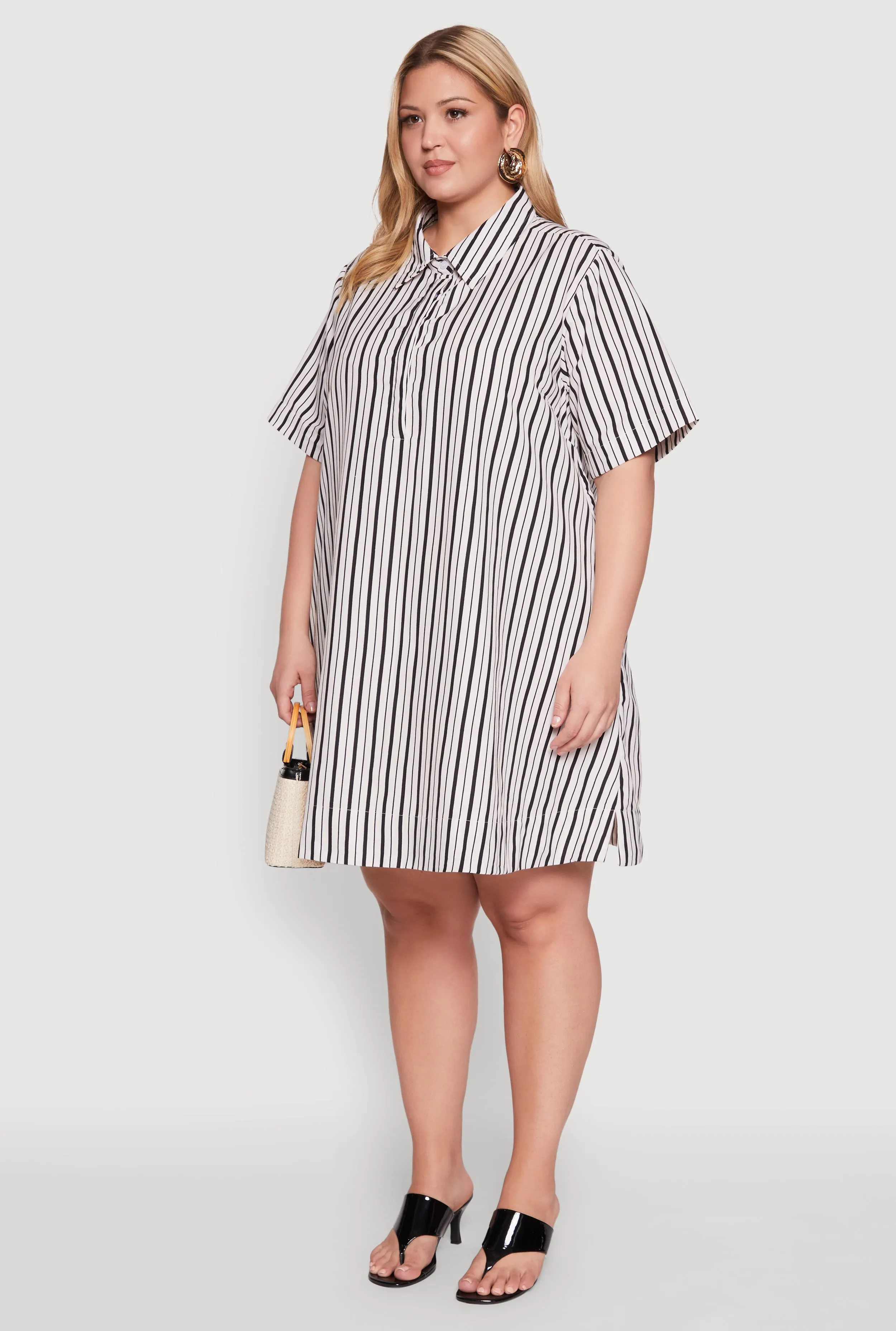 Plus Size Striped Short Sleeve Dress sold by Rainbow product image thumbnail 3