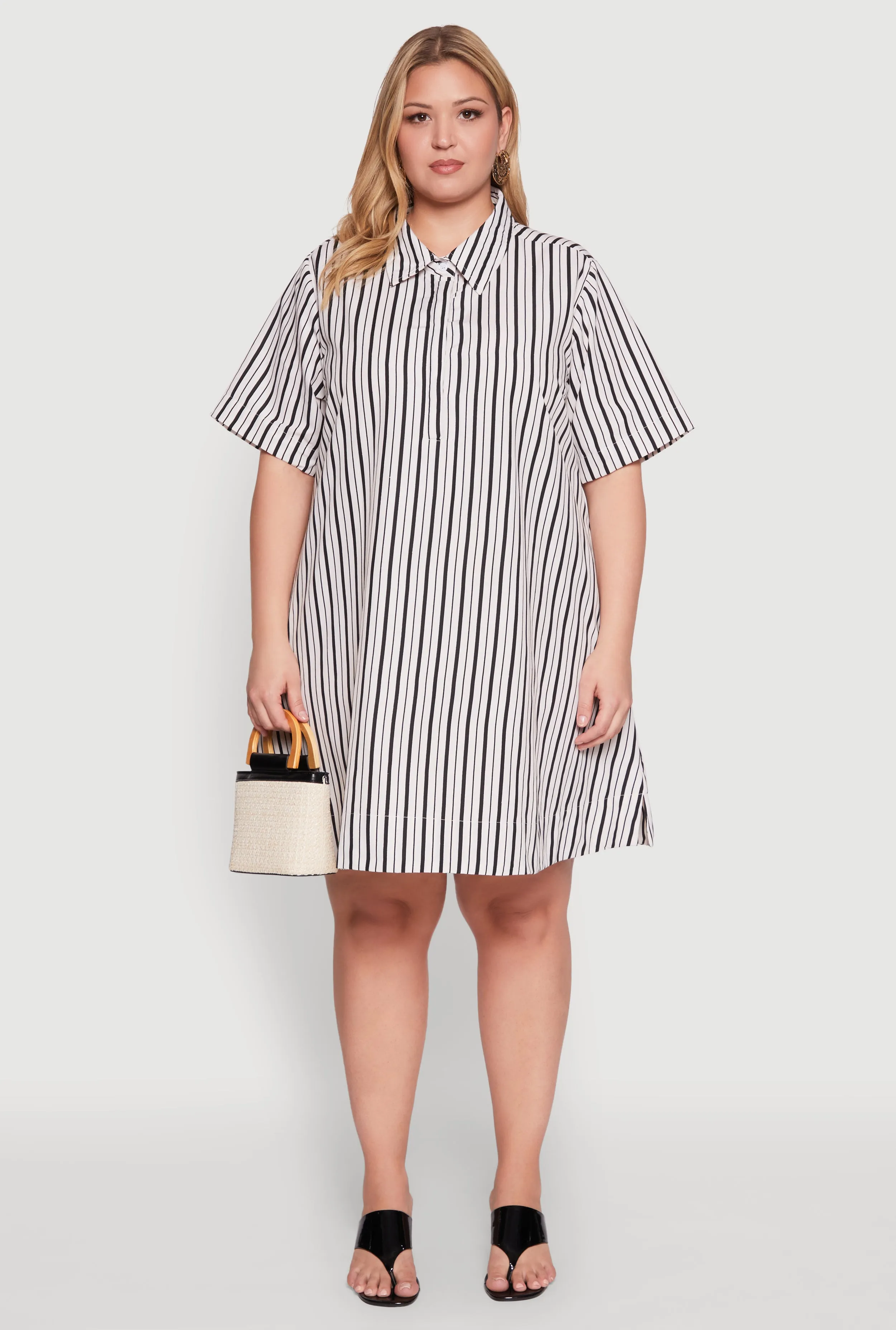 Plus Size Striped Short Sleeve Dress sold by Rainbow product image thumbnail 2