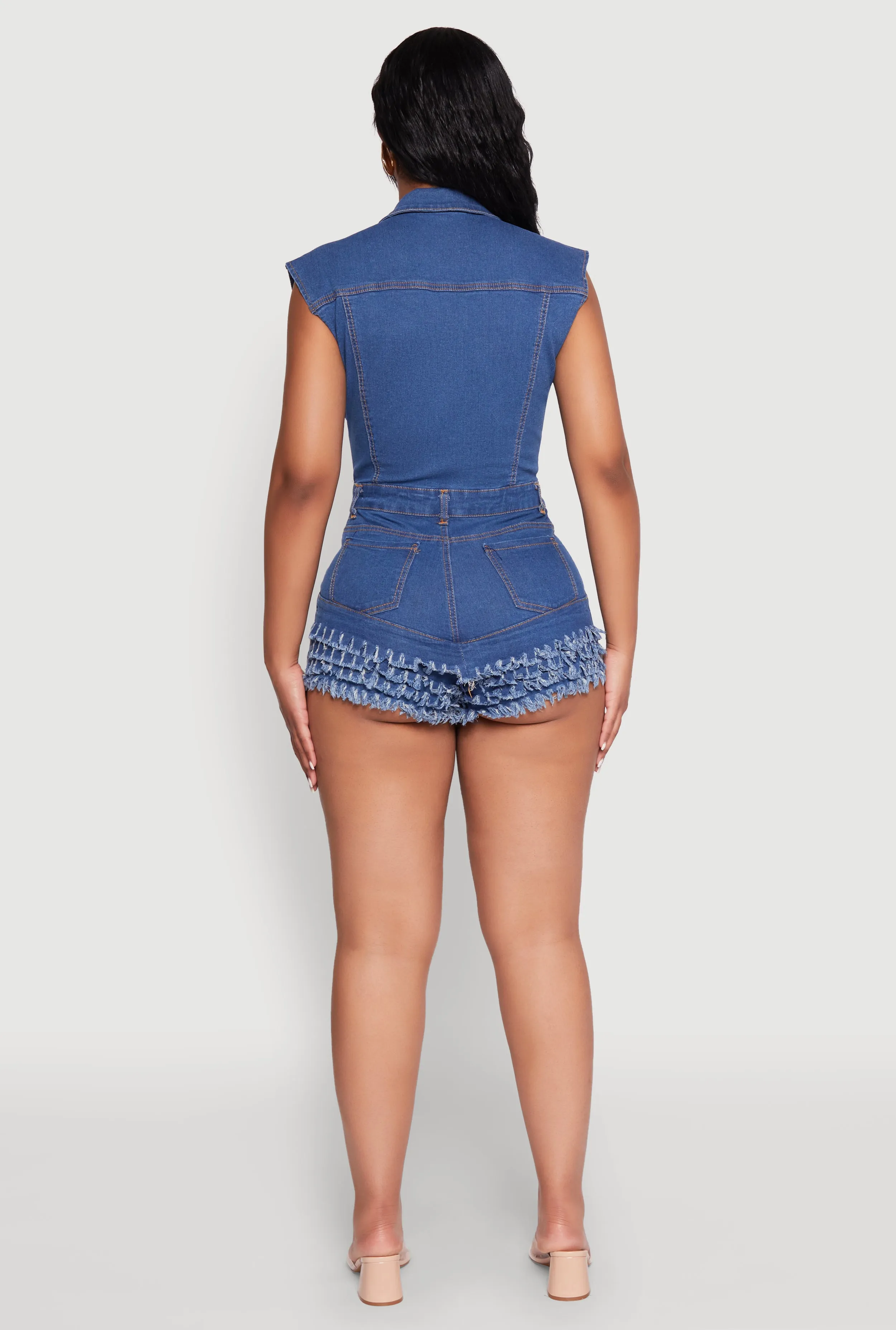Daisy Tiered Frayed Denim Romper sold by Rainbow product image thumbnail 5