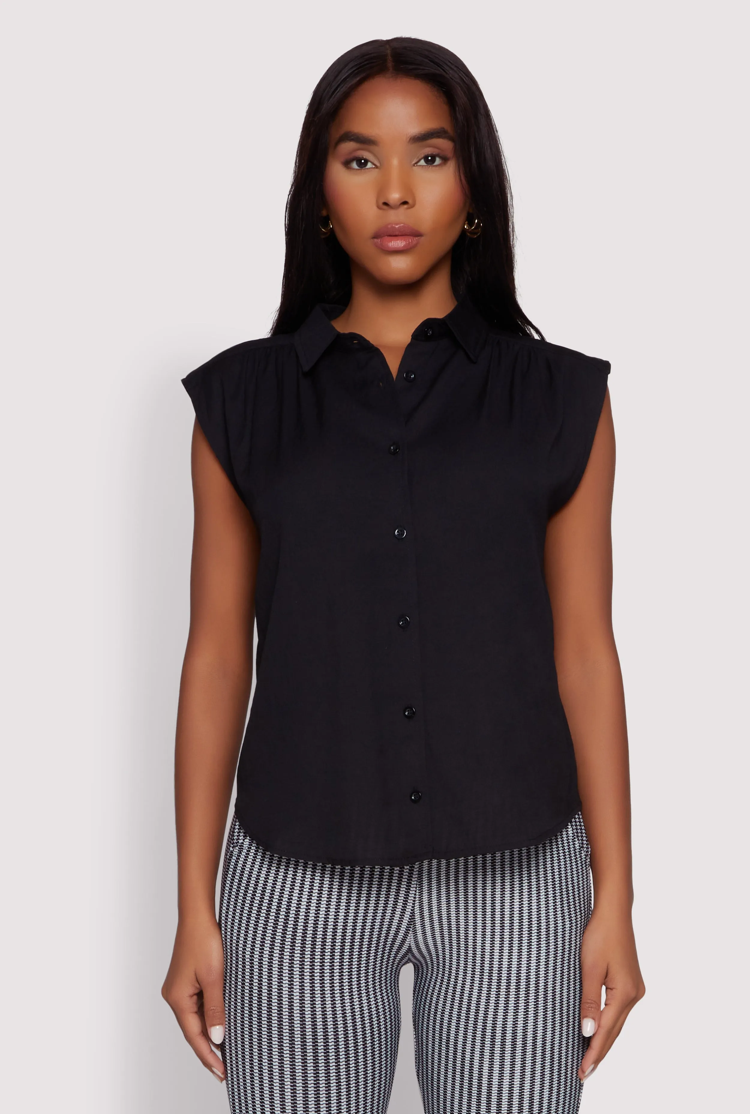 Ruched Sleeve Button Front Shirt sold by Rainbow product image thumbnail 2
