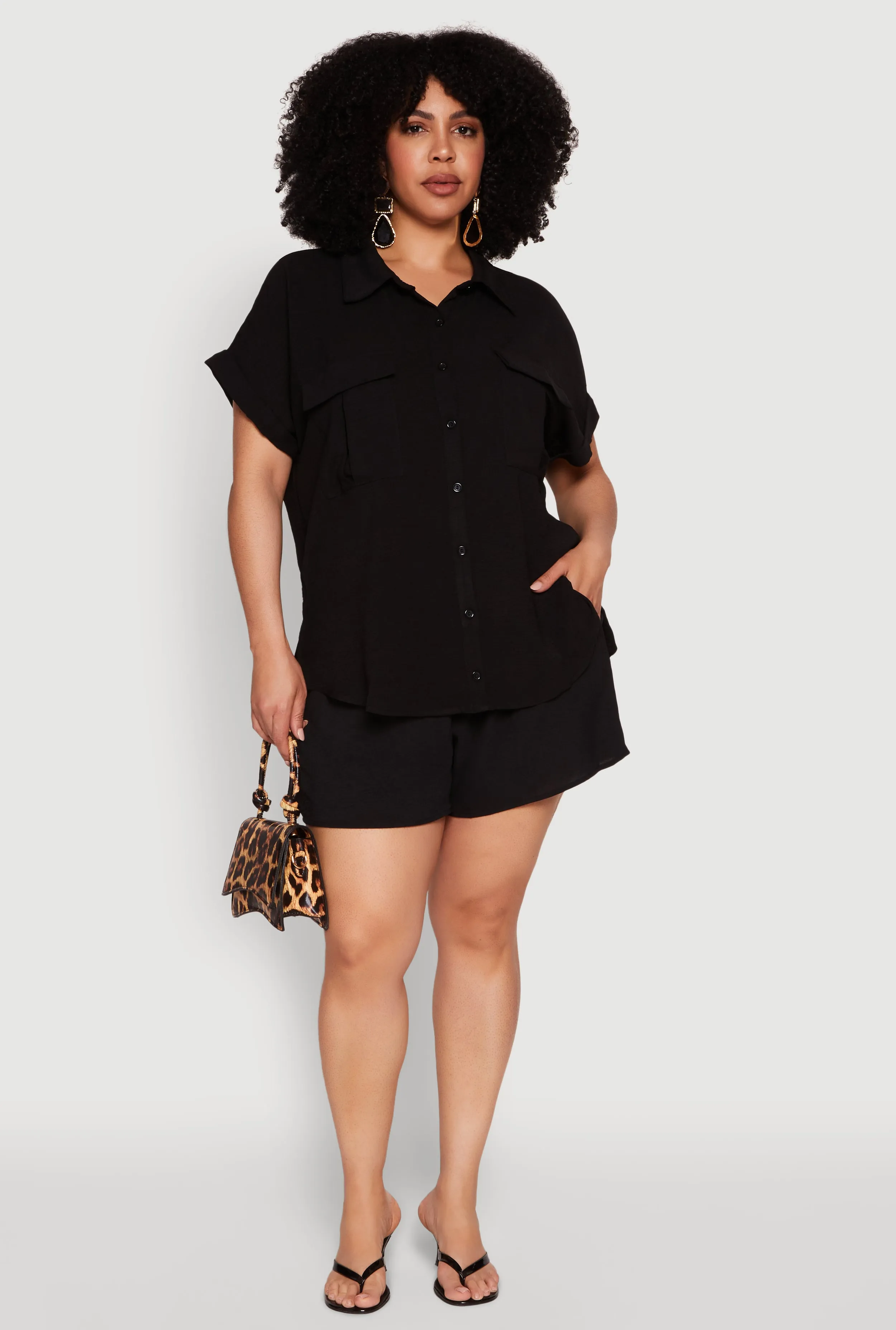 Plus Size Airy Cargo Pocket Shirt sold by Rainbow product image thumbnail 3
