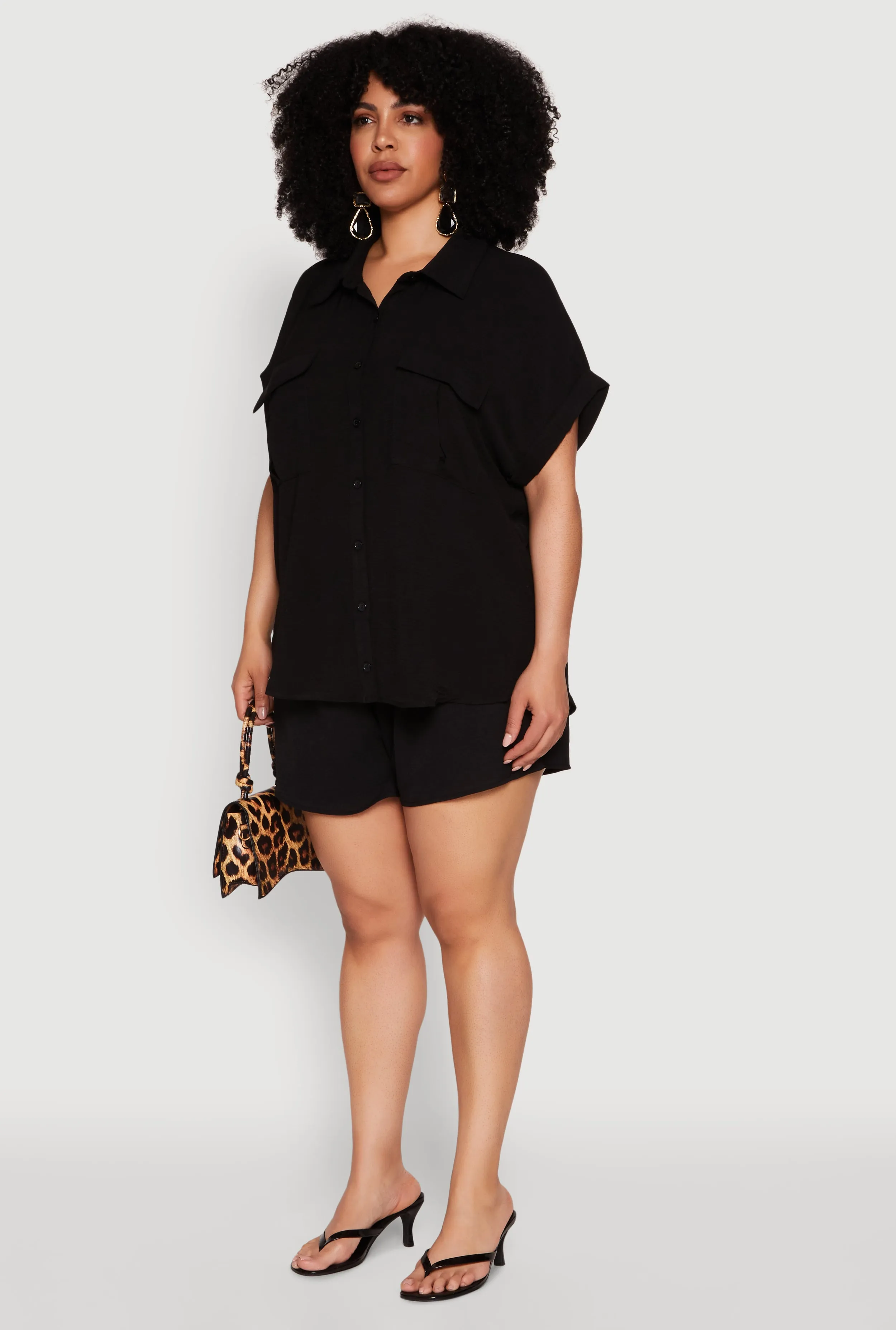 Plus Size Airy Cargo Pocket Shirt sold by Rainbow product image thumbnail 5