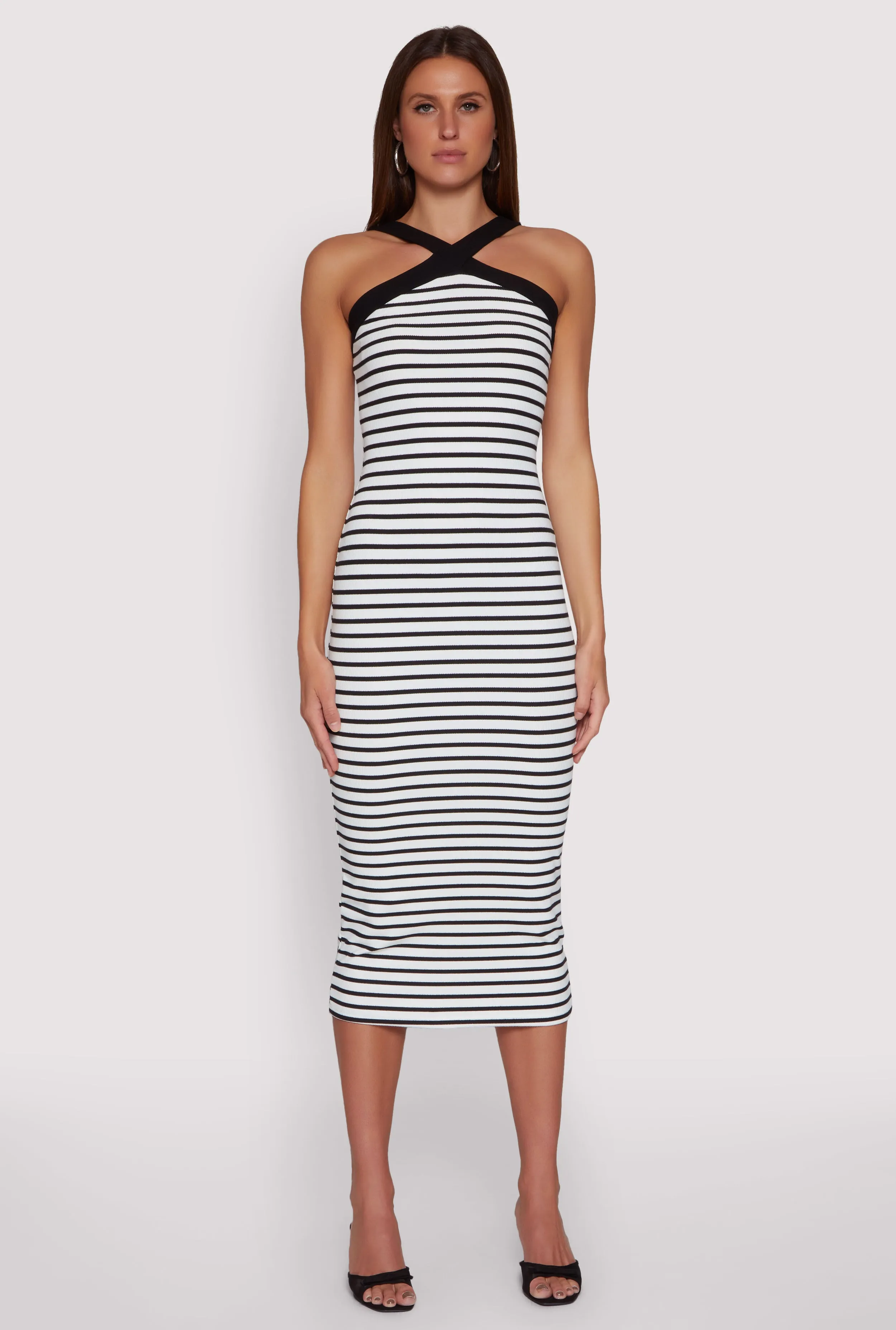 Iris Striped Halter Midi Dress sold by Rainbow