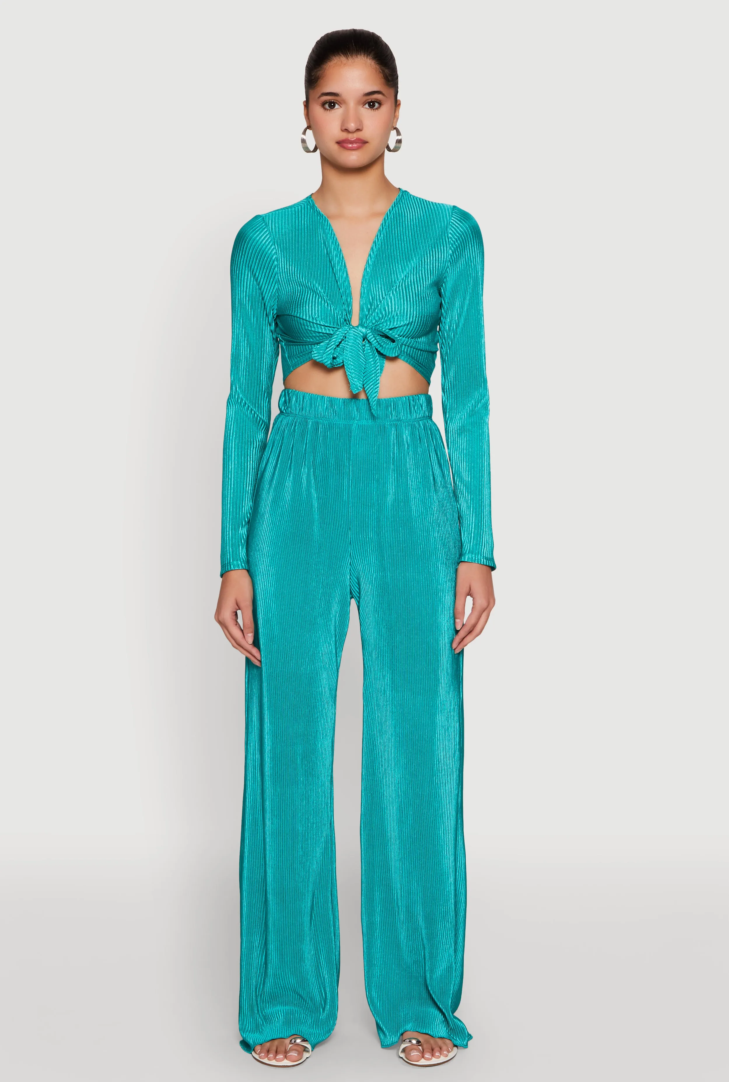 Plisse Wide Leg Pants sold by Rainbow