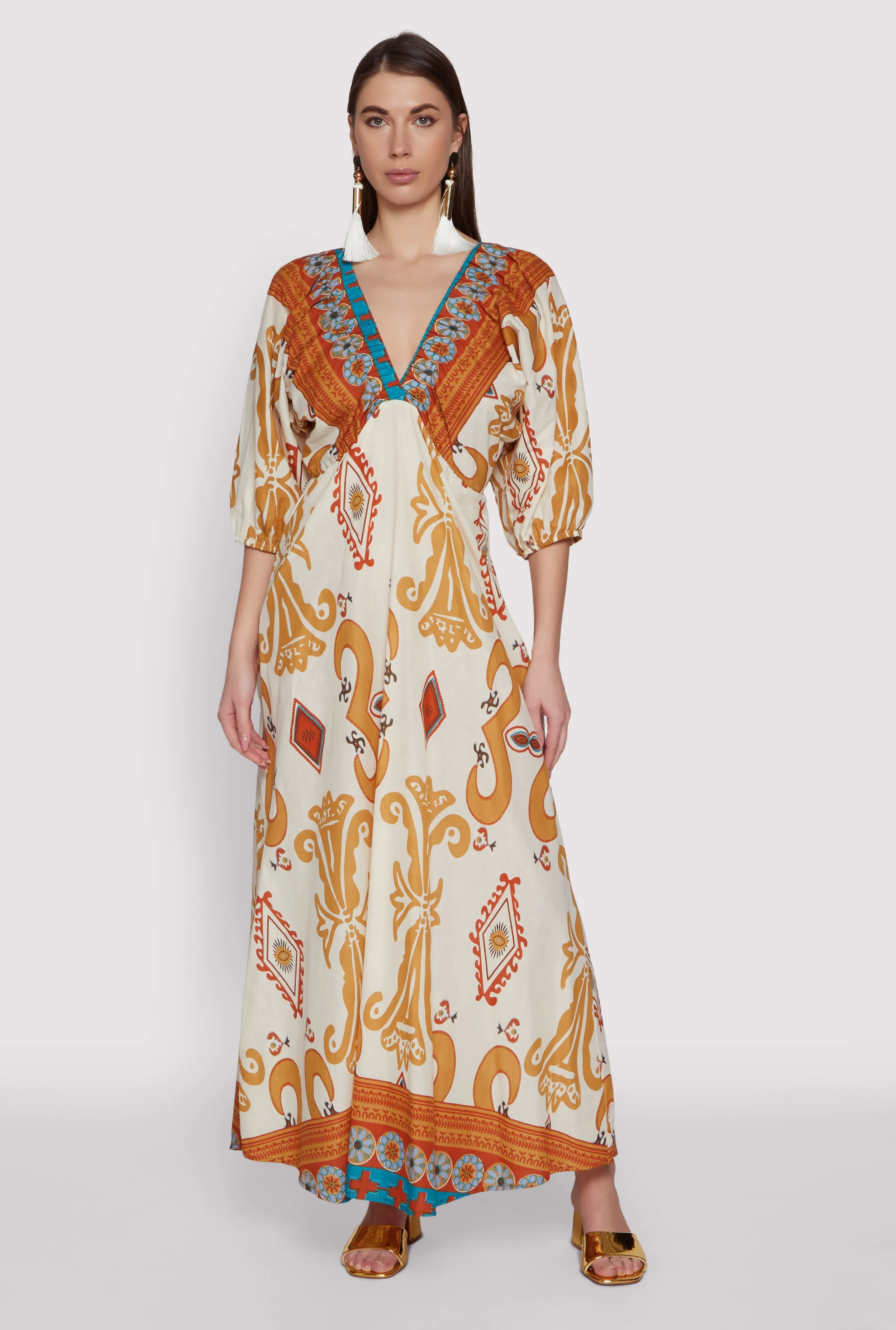 Border Print Boho Maxi Dress sold by Rainbow