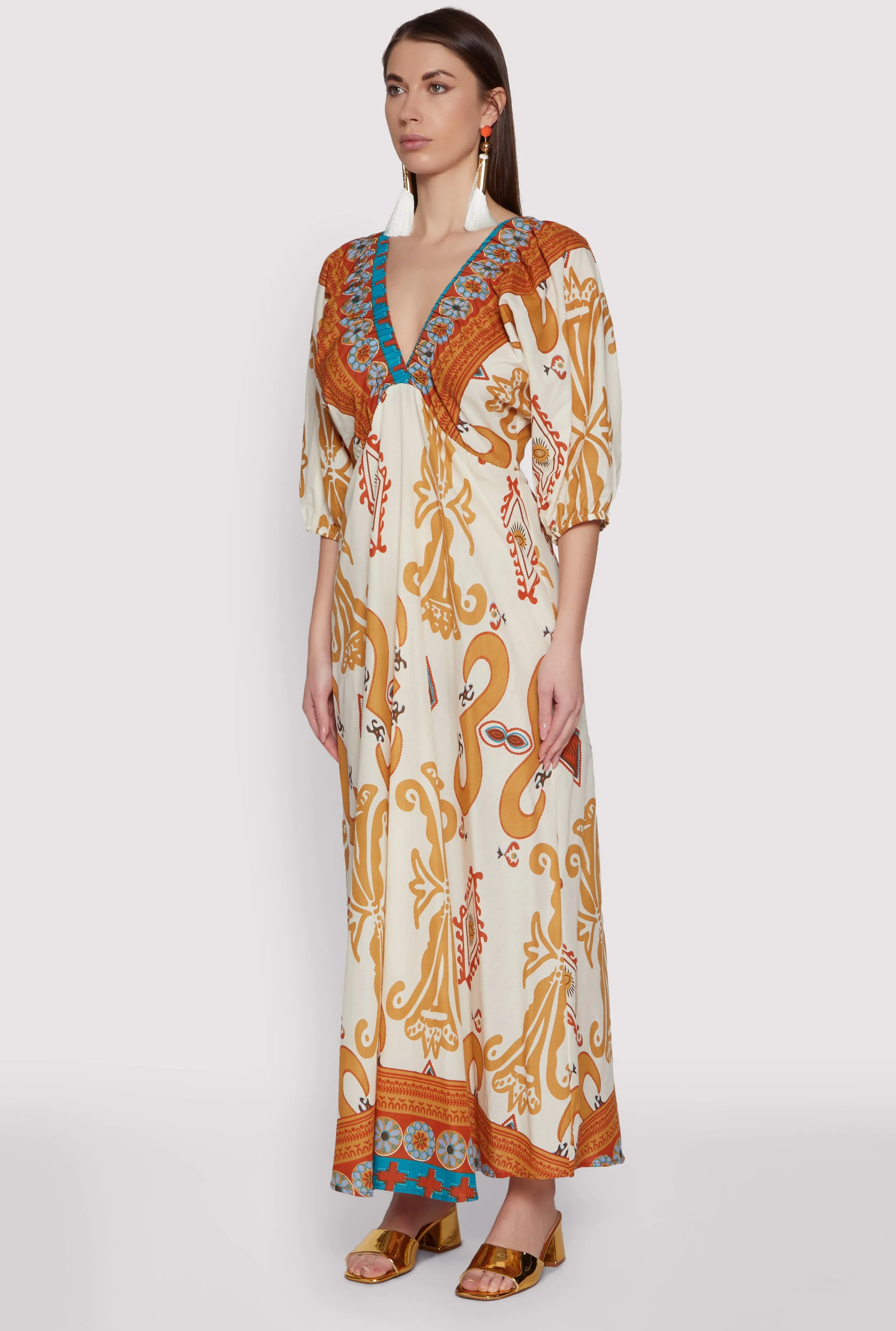Border Print Boho Maxi Dress sold by Rainbow product image thumbnail 3