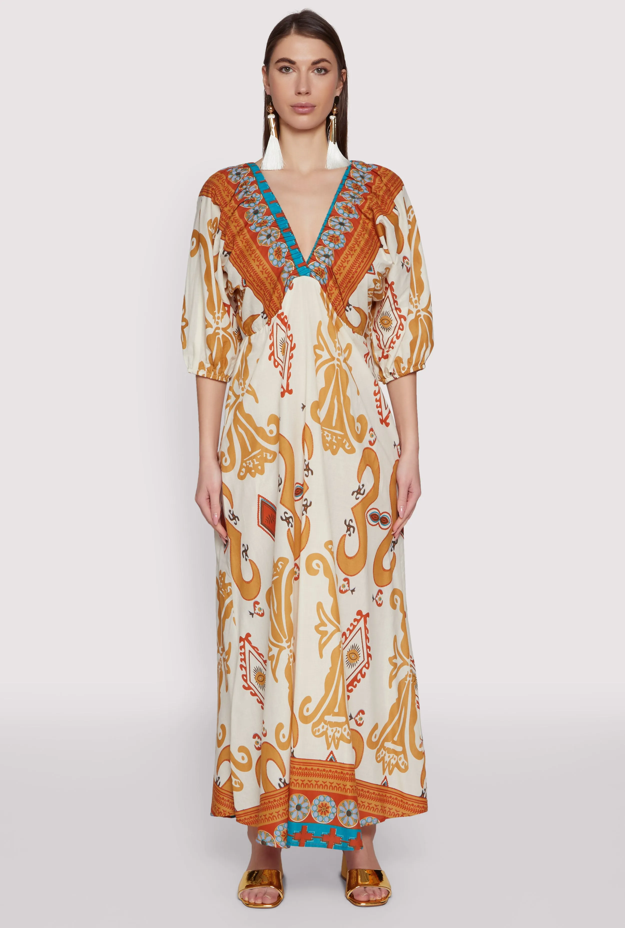 Border Print Boho Maxi Dress sold by Rainbow product image thumbnail 2