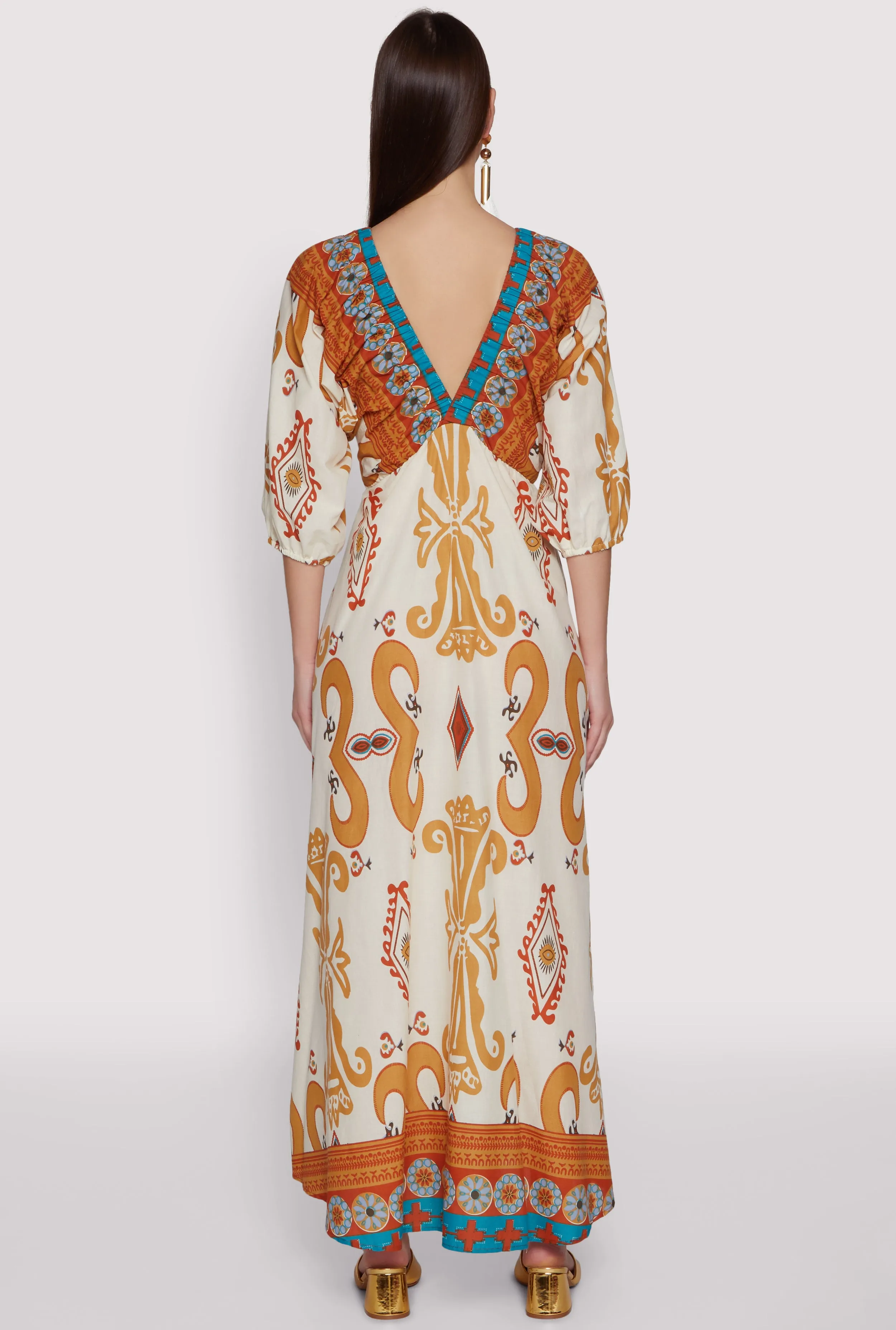 Border Print Boho Maxi Dress sold by Rainbow product image thumbnail 5