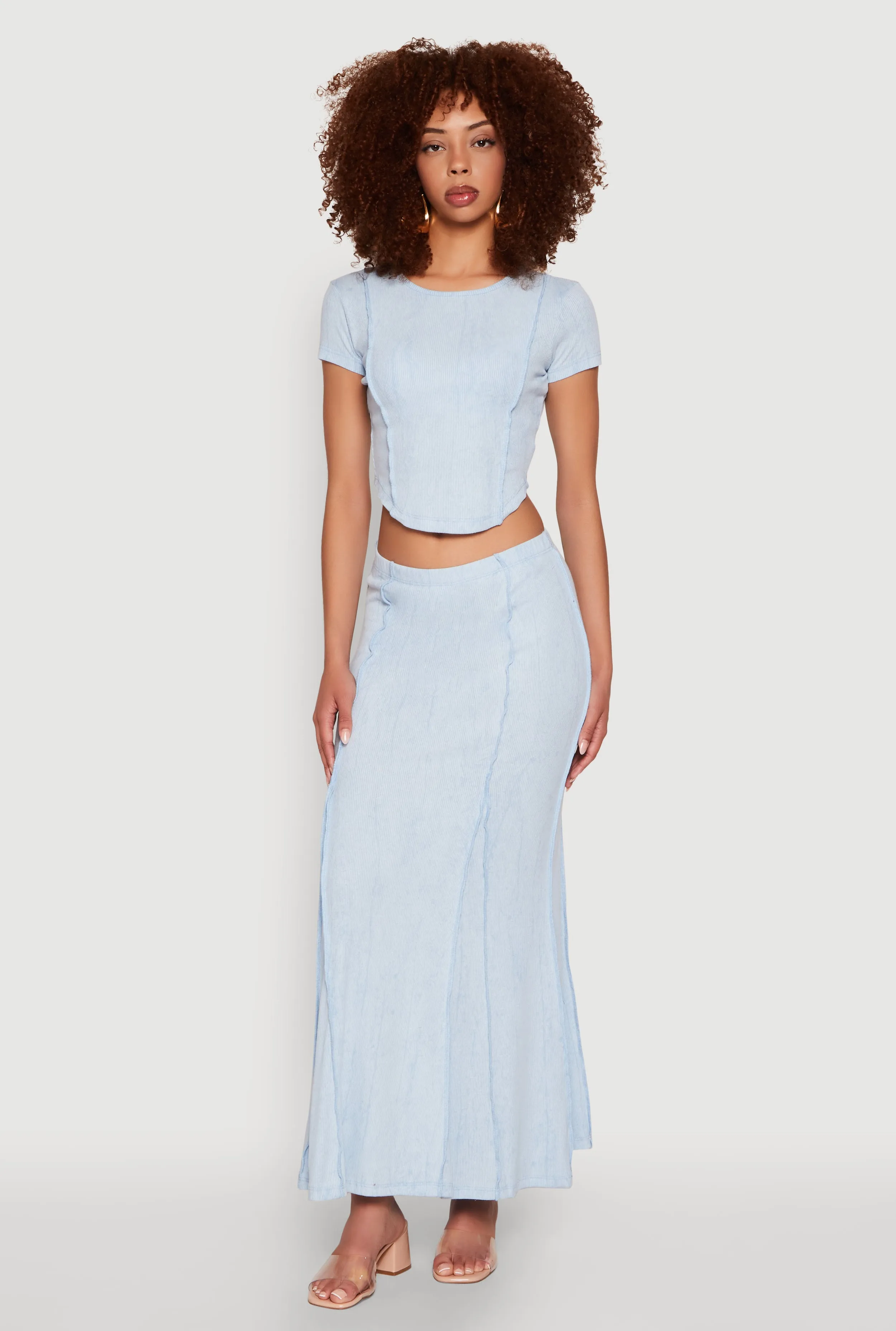 Mineral Wash Pintuck Maxi Skirt sold by Rainbow product image thumbnail 2