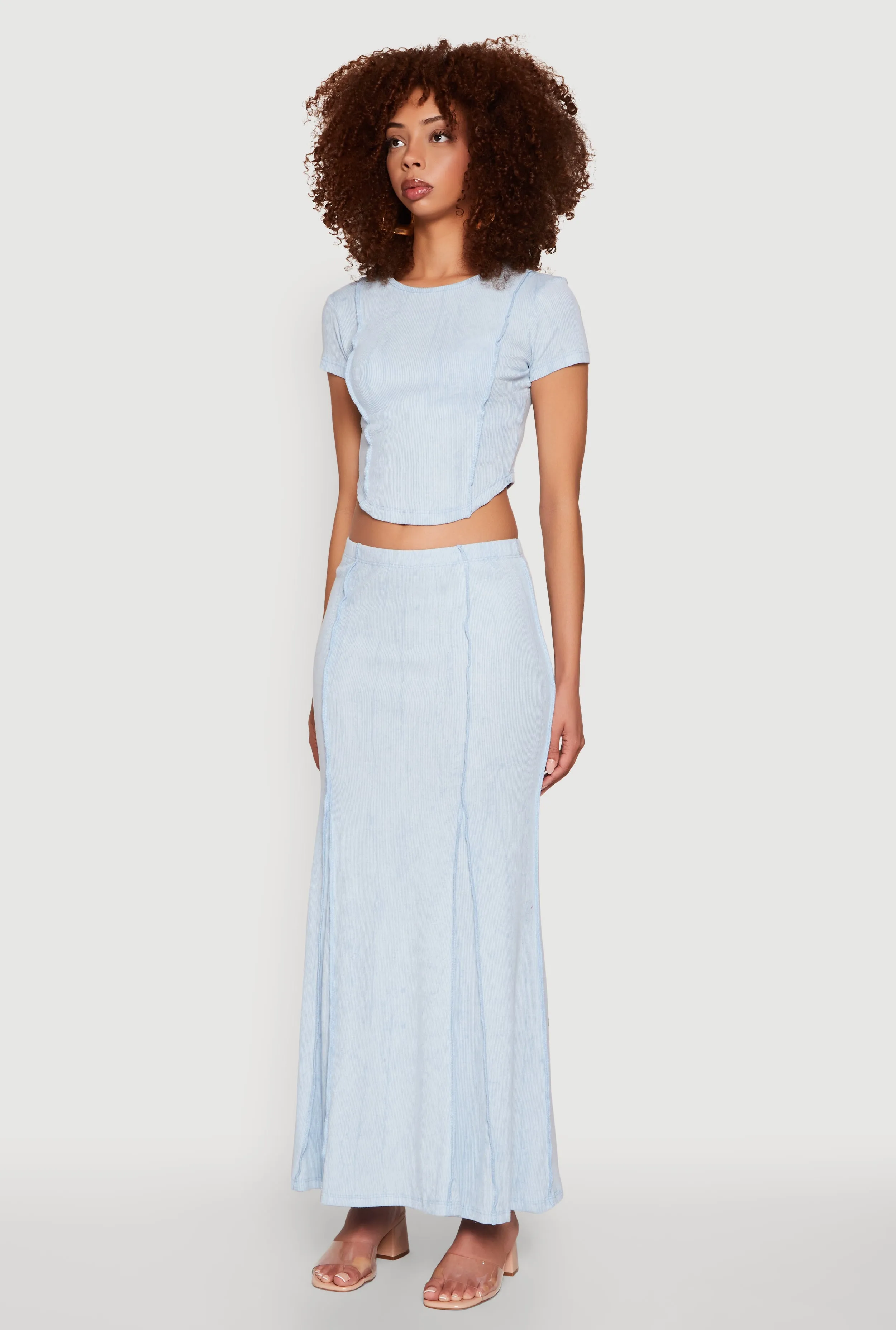 Ribbed Knit Mineral Wash Cropped Tee sold by Rainbow product image thumbnail 5