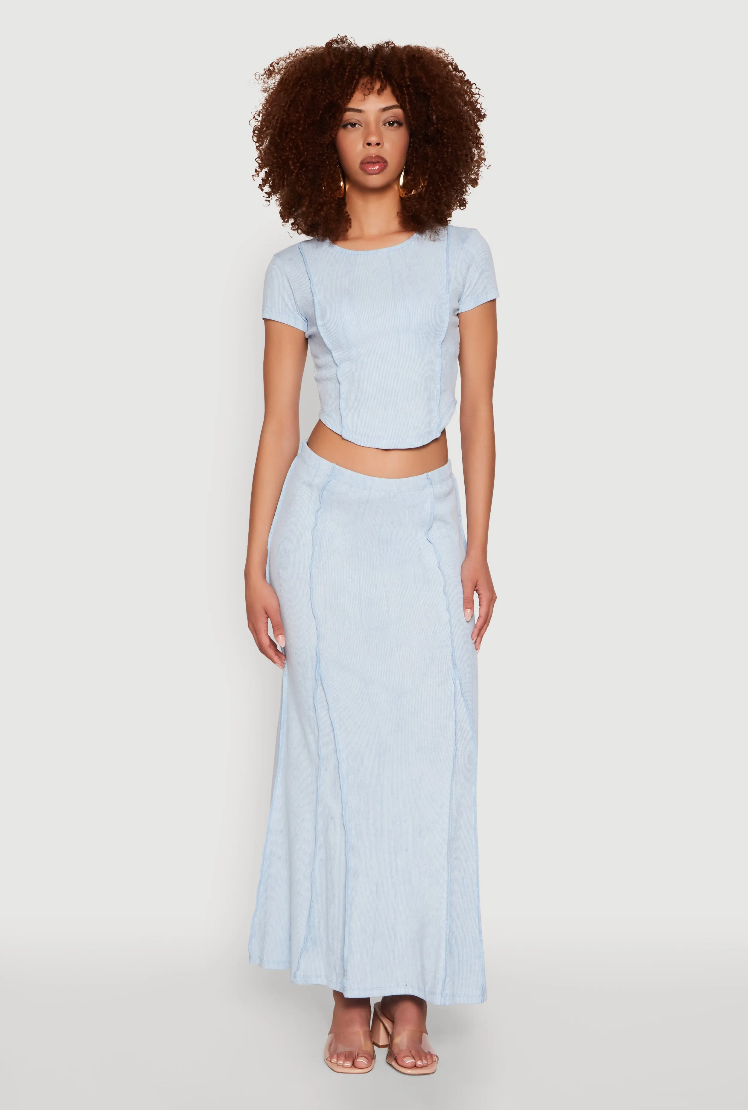 Ribbed Knit Mineral Wash Cropped Tee sold by Rainbow product image thumbnail 2