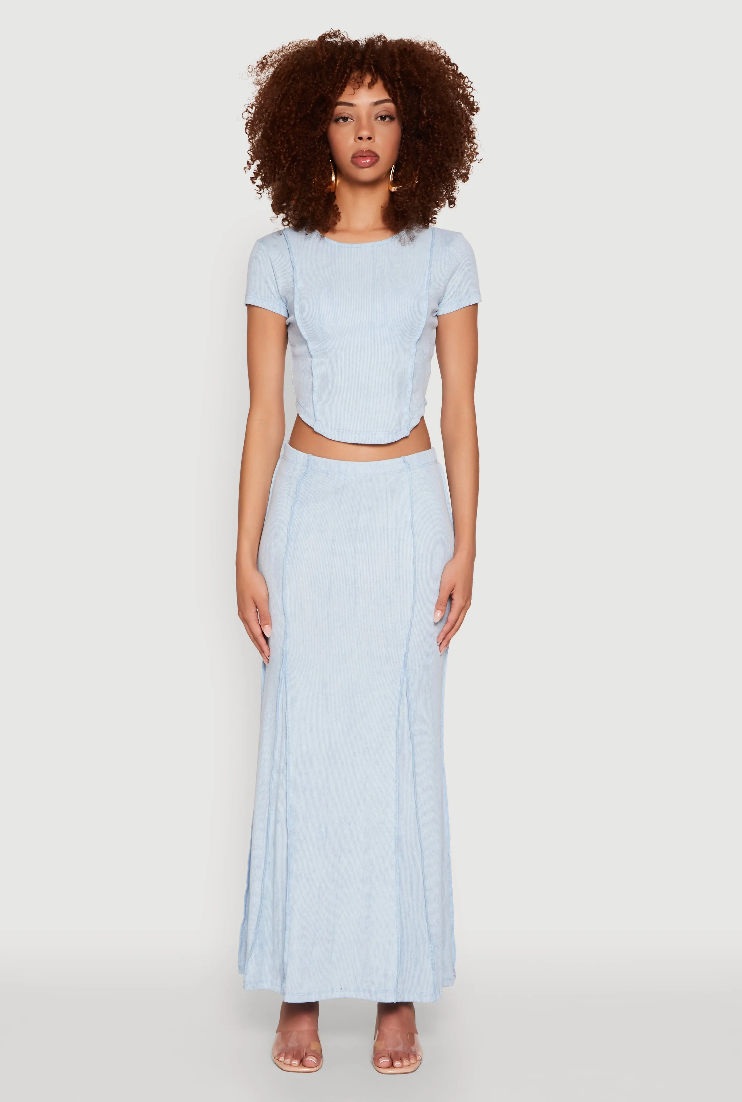 Ribbed Knit Mineral Wash Cropped Tee sold by Rainbow product image thumbnail 3