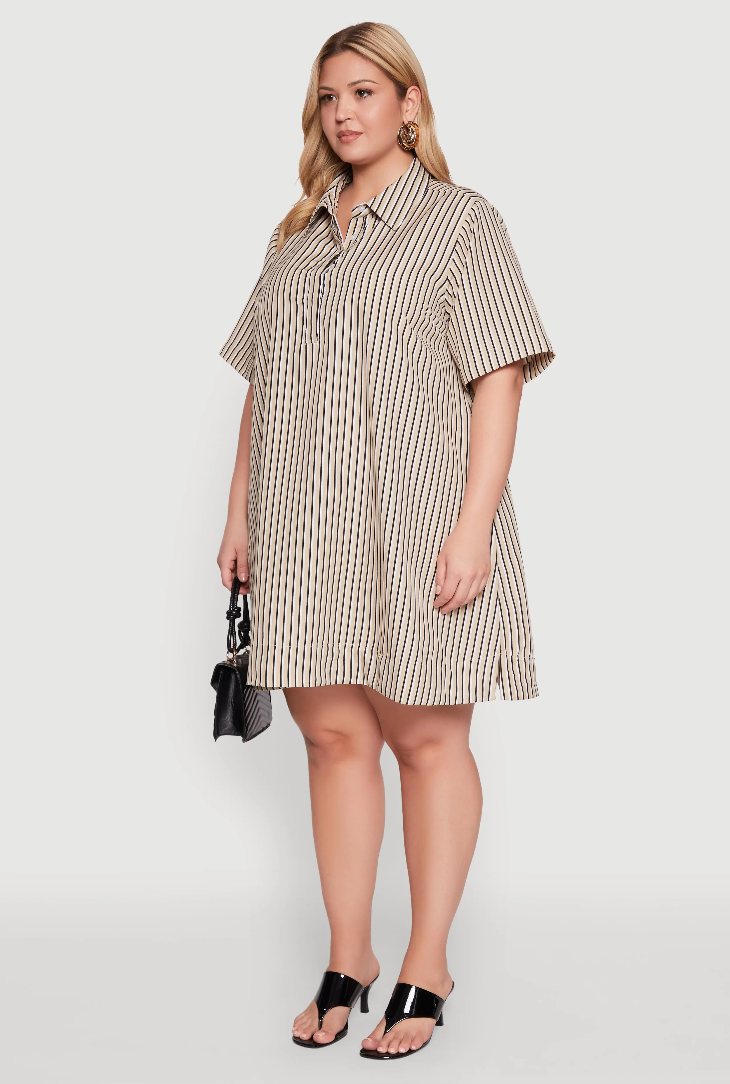 Plus Size Striped Short Sleeve Dress sold by Rainbow product image thumbnail 3