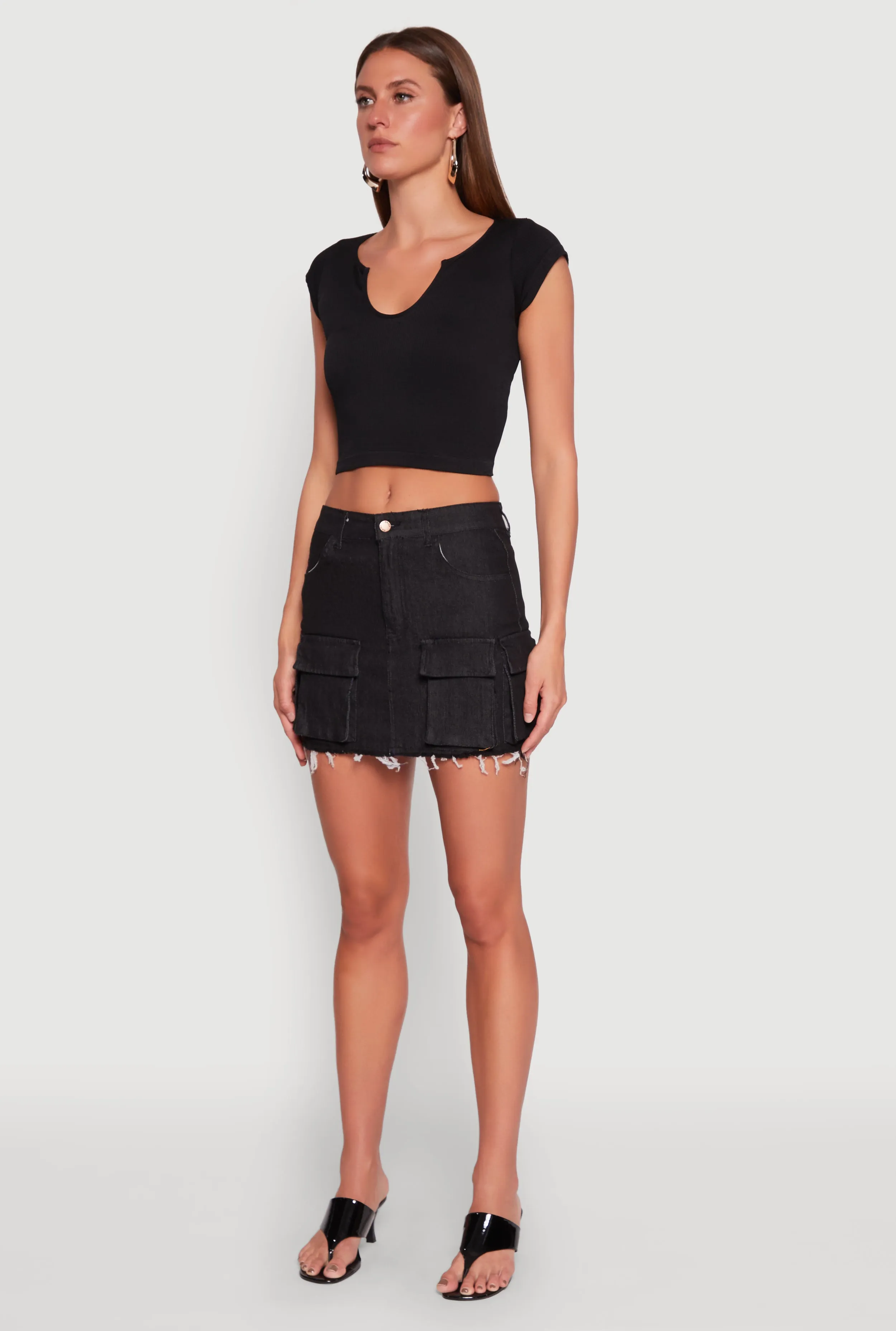 Daisy Frayed Hem Denim Cargo Skirt sold by Rainbow product image thumbnail 3
