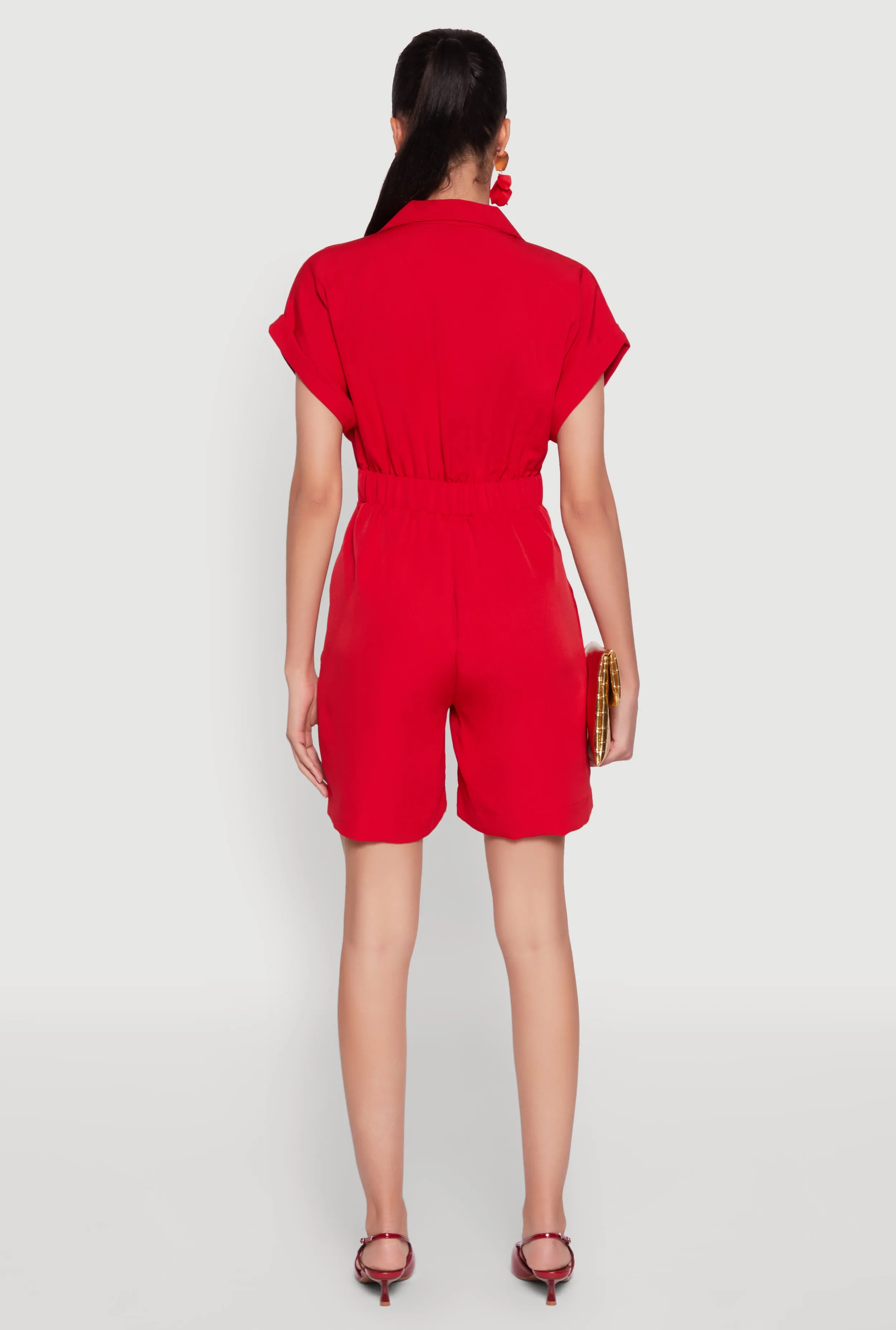 Button Front Fixed Cuff Romper sold by Rainbow product image thumbnail 5