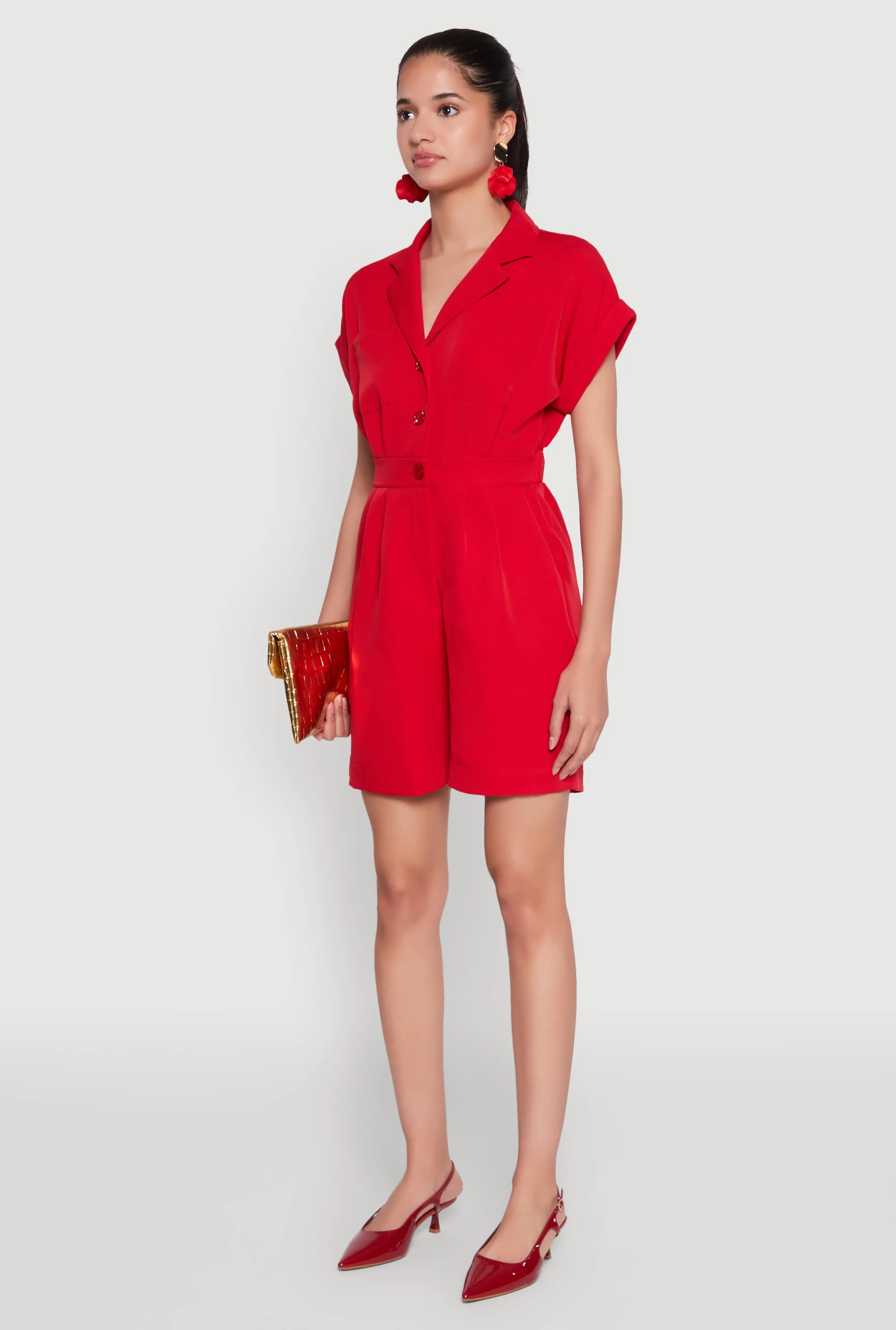 Button Front Fixed Cuff Romper sold by Rainbow product image thumbnail 3